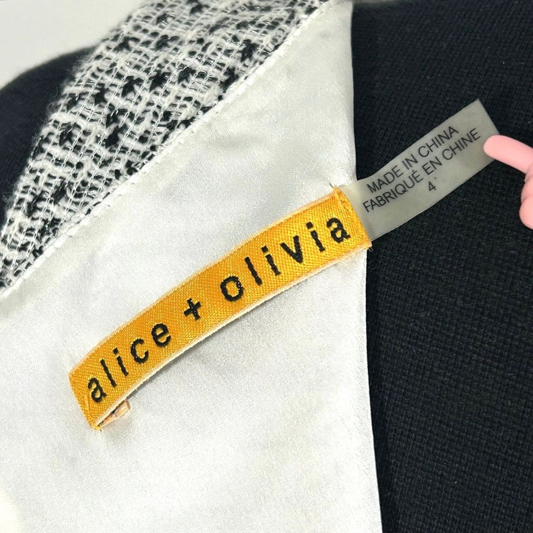 Alice + Olivia Alice + Olivia Tweed Mini Dress Women Black White - Cutout Zipper Detail Size S / US 4 / IT 40 - 7 Thumbnail