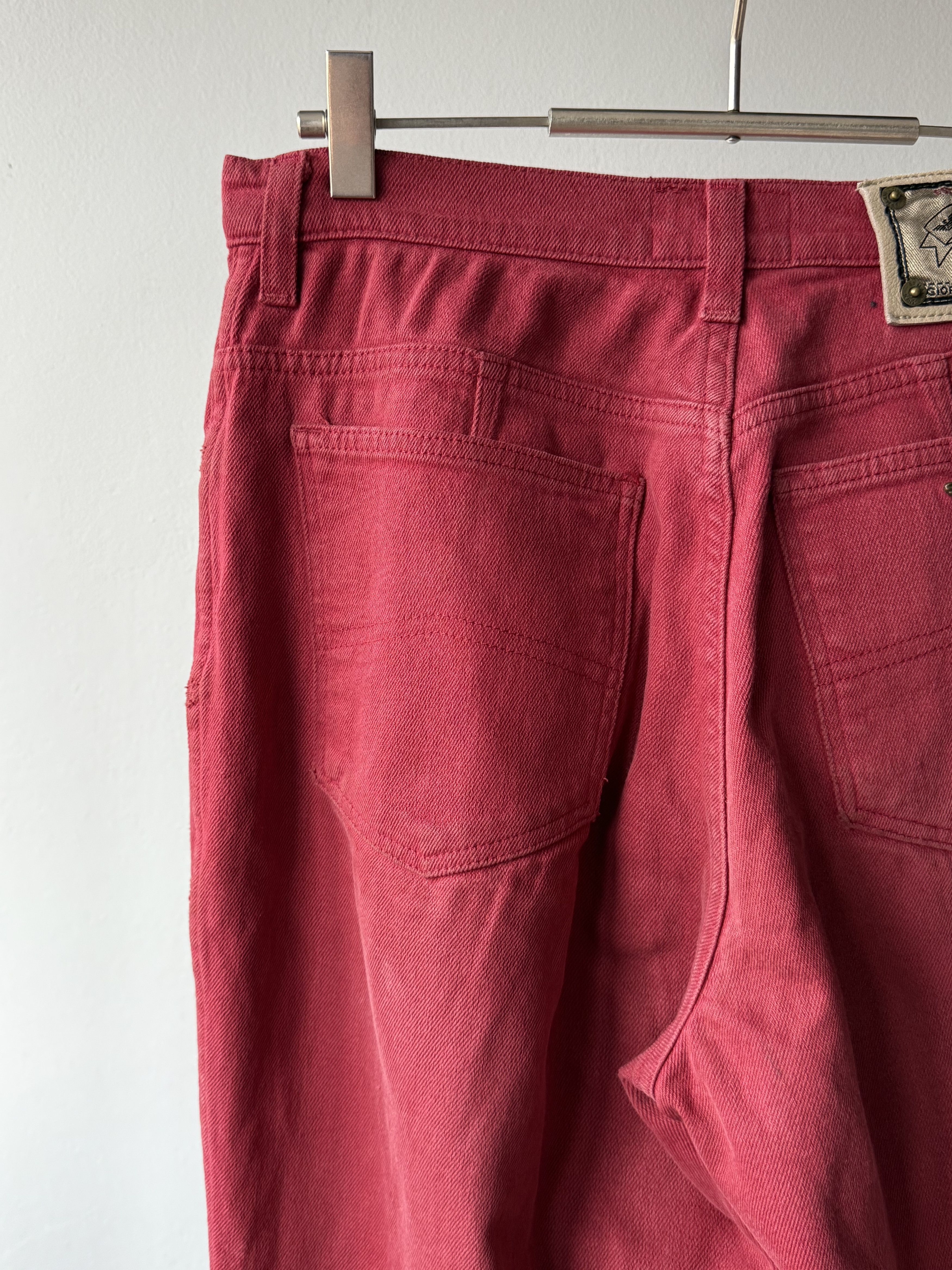 Armani × Giorgio Armani × Vintage Vintage 90's Armani Jeans Washed Red Logo Baggy Denim Pants Size US 30 / EU 46 - 6 Thumbnail