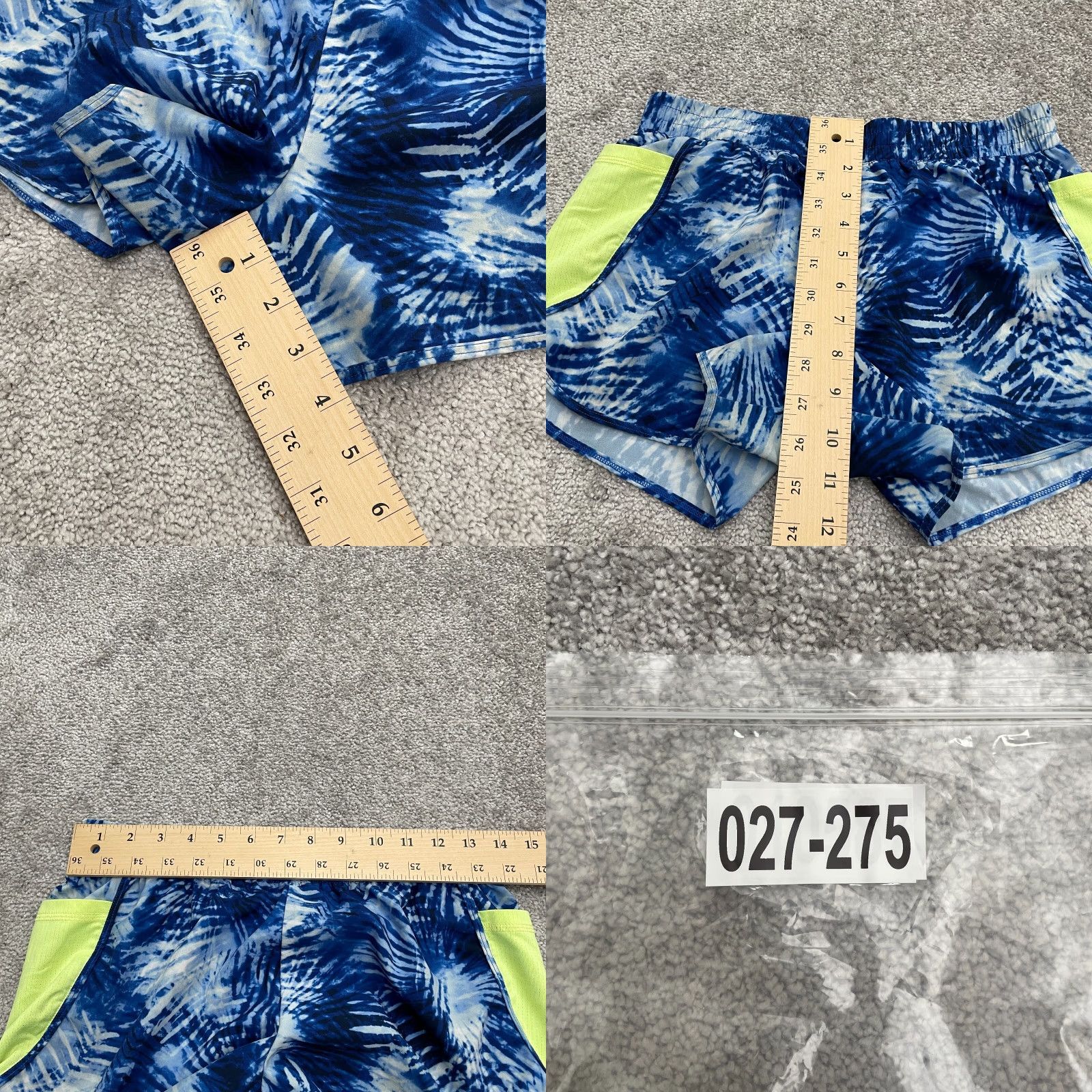 Lands' End Lands' End Active Shorts Womens Large Blue Tie-Dye Lightweight Running 26x3.5 Size 36" / US 14 / IT 50 - 8 Thumbnail