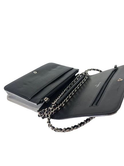 Chanel CHANEL Wallet On Chain WOC Silver & Black Size ONE SIZE - 4 Thumbnail