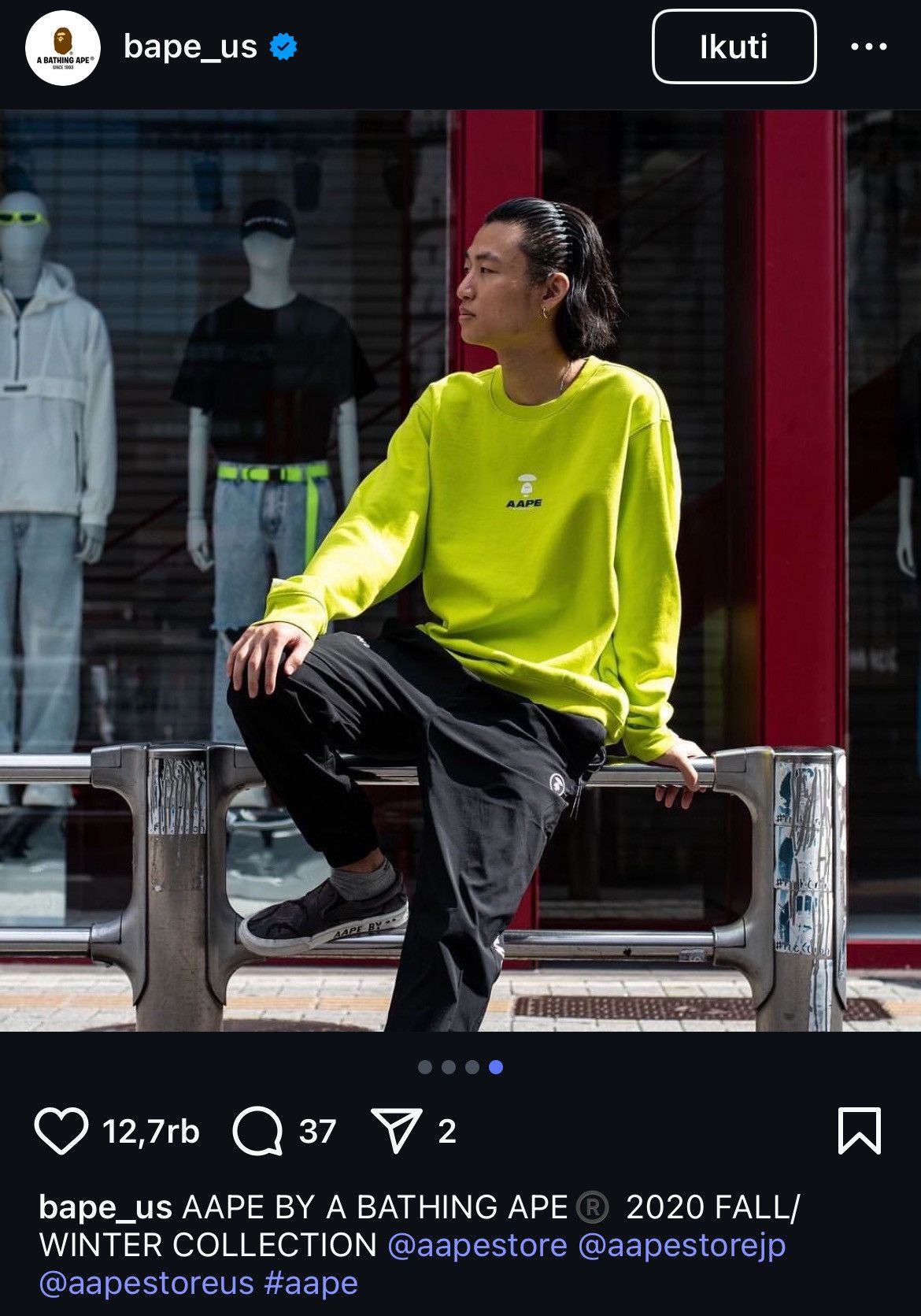 Aape × Bape A Bathing Ape Neon Green Sweatshirts Size US XL / EU 56 / 4 - 10 Thumbnail