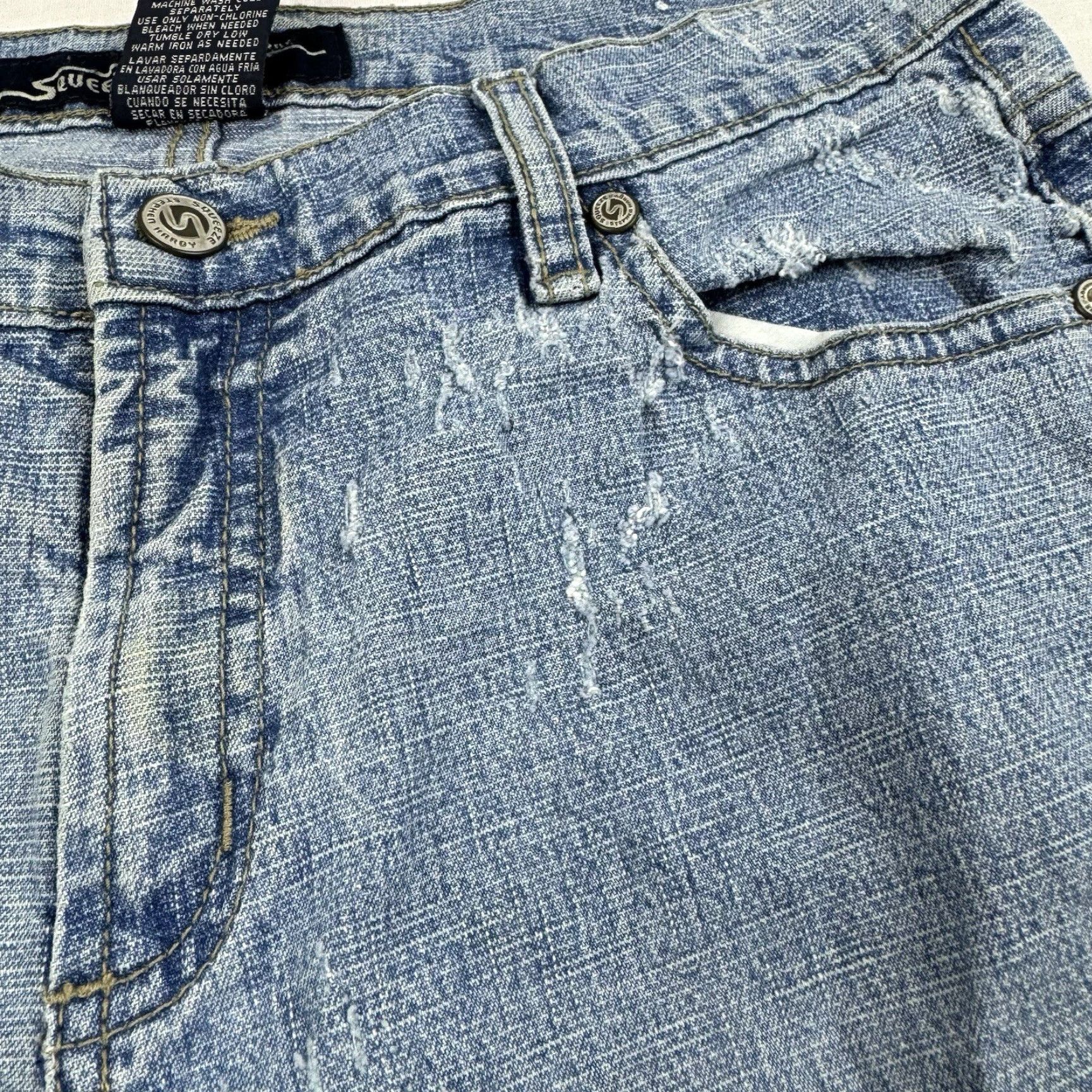 Vintage VINTAGE Squeeze Women's Flared Jeans 7/8 Low Rise Blue Hipster Y2K Punk Retro Size 28" / US 6 / IT 42 - 4 Thumbnail