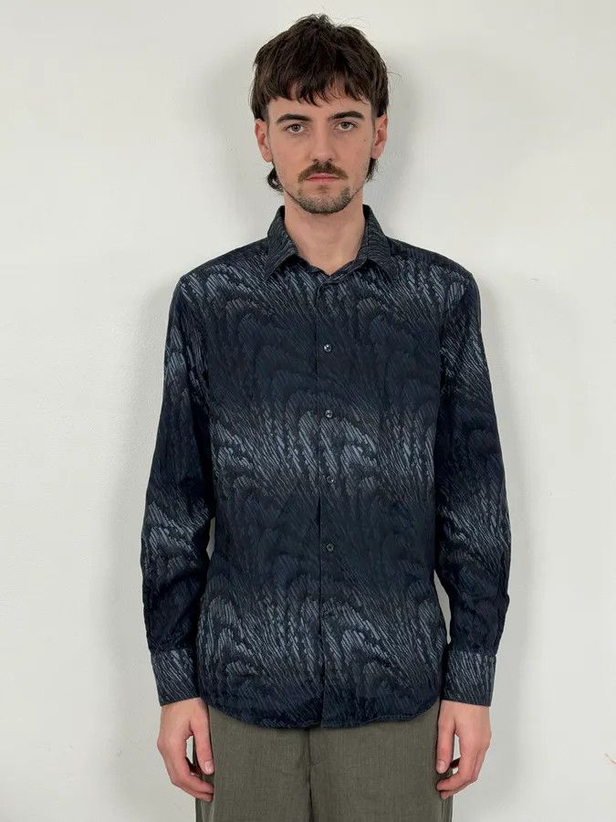 Versace 2000s Versace Black & Navy Waves Abstract Shirt Size US S / EU 44-46 / 1 - 2 Thumbnail