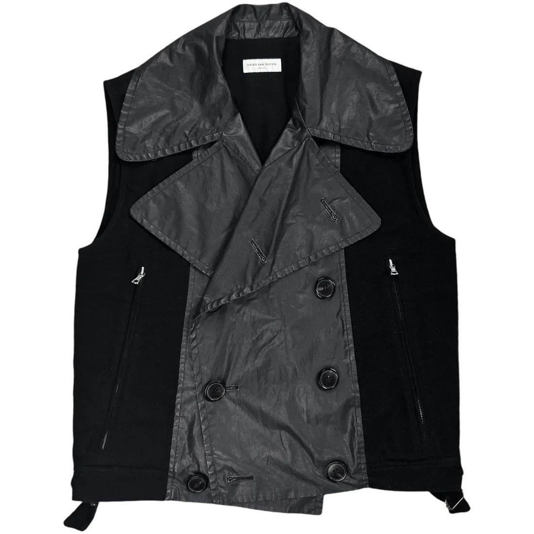 Dries Van Noten Dries Van Noten Double Breasted Waxed Panel Wool Vest Size US M / EU 48-50 / 2 - 1 Thumbnail