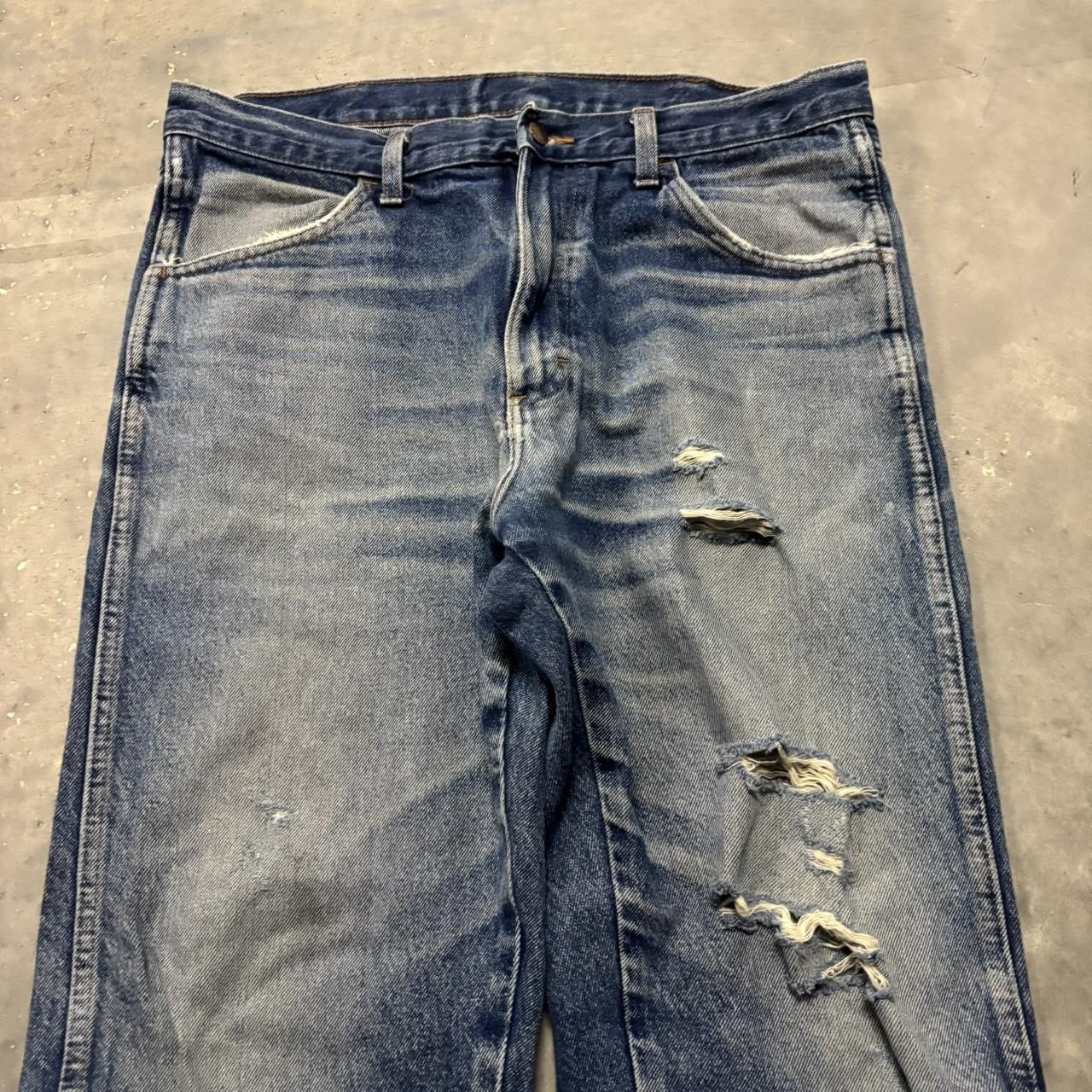 Japanese Brand × Vintage Crazy Vintage Y2K/2000s Grunge Faded Dark Wash Distressed Denim Jeans! Size US 34 / EU 50 - 5 Thumbnail