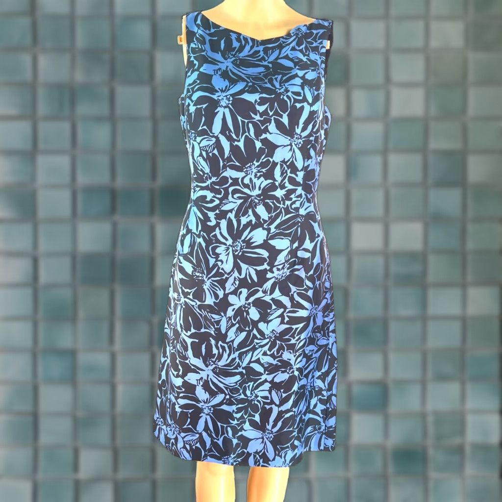 Ann Taylor VINTAGE Ann Taylor Dress A-Line Midi Blue Floral Silk Lined Party Cocktail Women 2 US Womens Blue Floral Midi Dress Size XS / US 0-2 / IT 36-38 - 1 Thumbnail