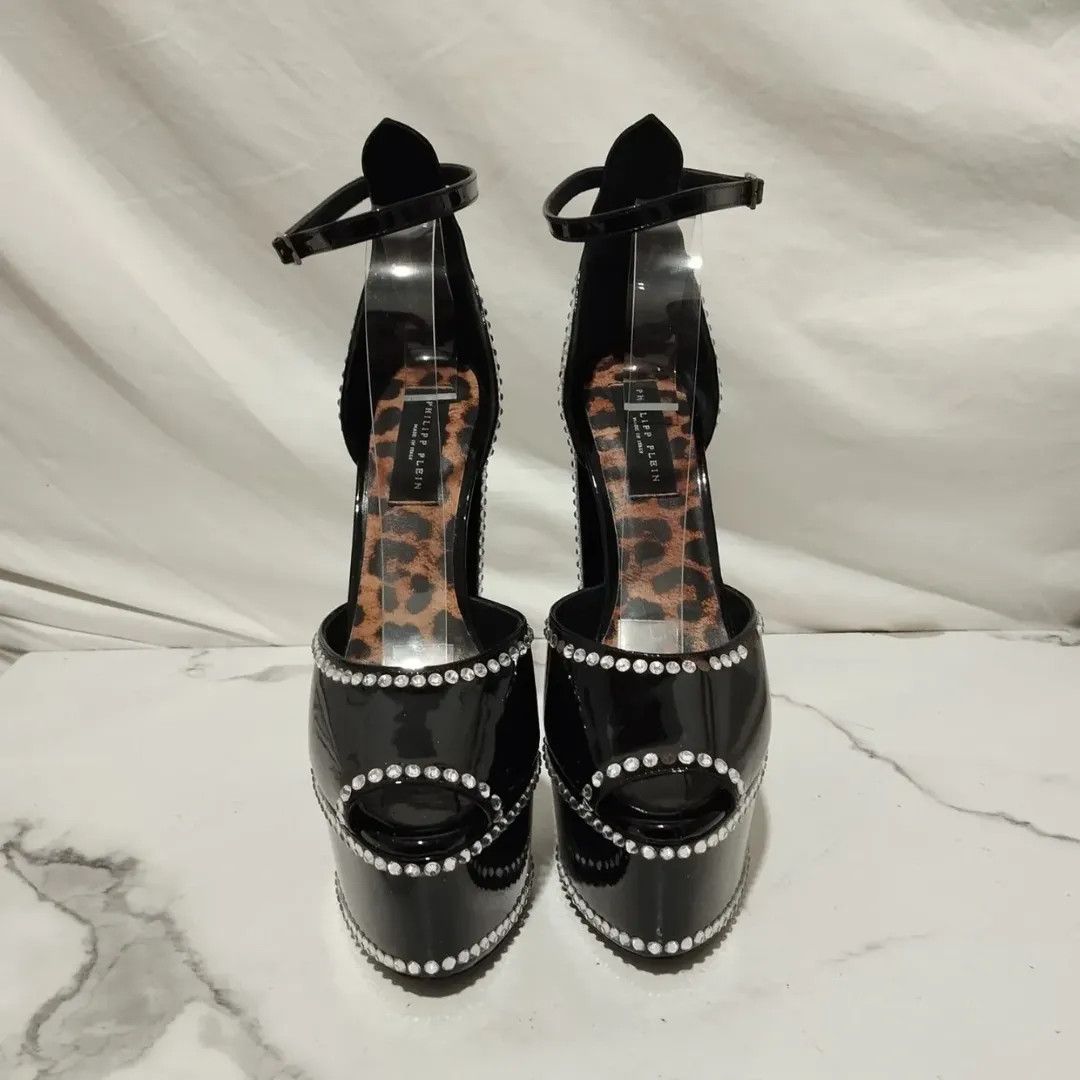 Philipp Plein Philipp Plein 120mm Cryst-Embelished Black Platform Hi-Heels Size US 8 / IT 38 - 2 Thumbnail