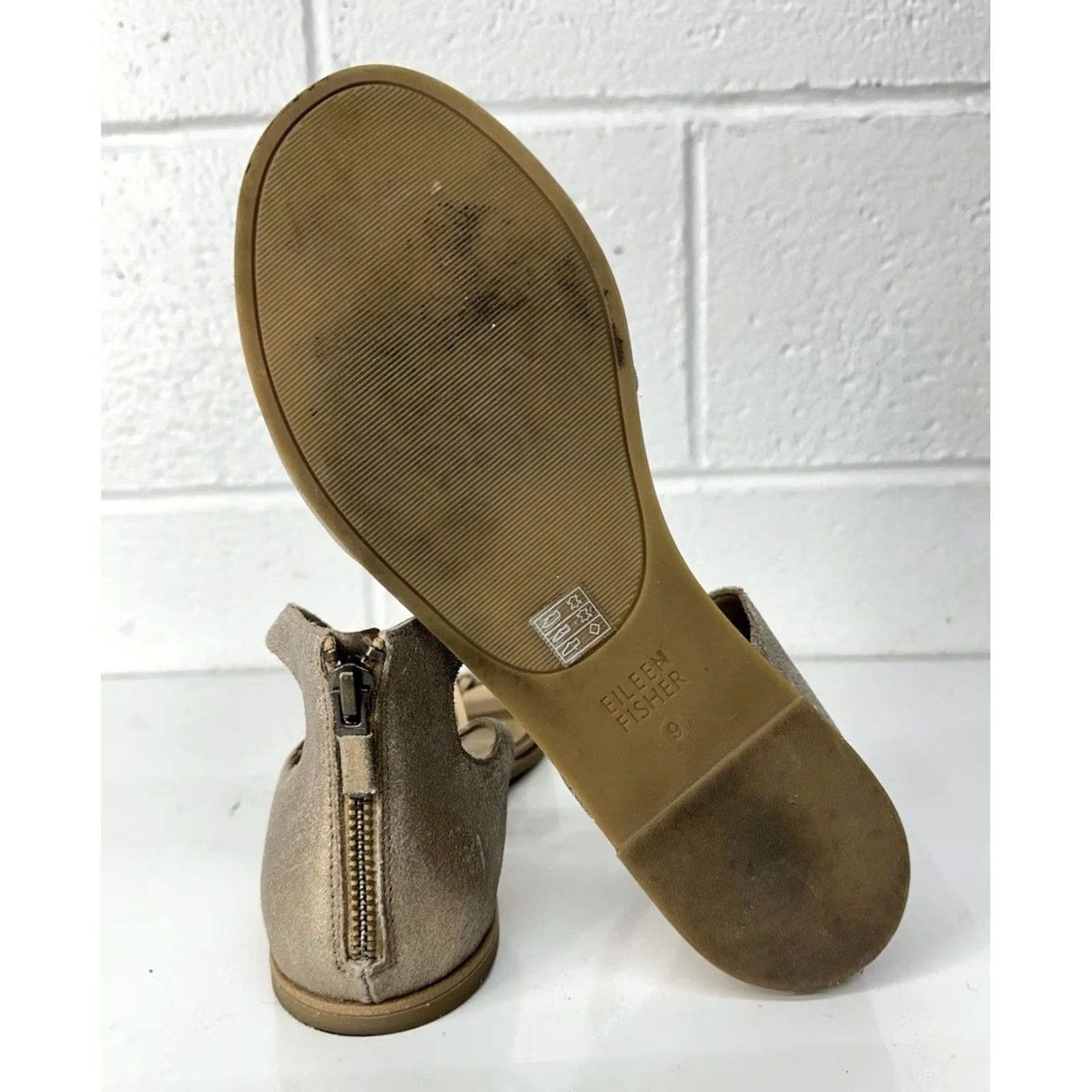 Eileen Fisher EILEEN FISHER Brown Leather Zipper Comfort FLAT SANDALS 9 Womens Size US 9 / IT 39 - 7 Thumbnail