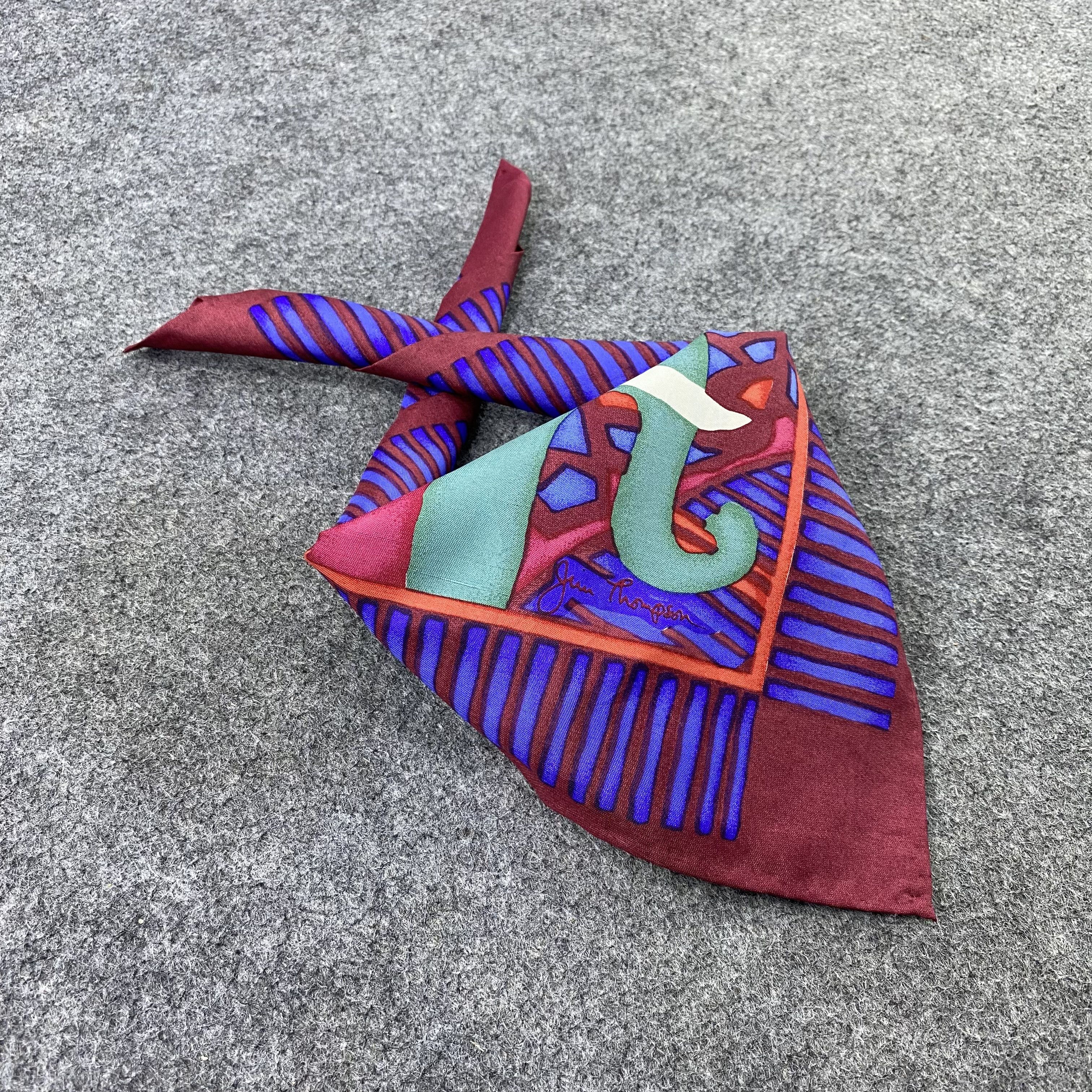 Jim Thompson Jim Thompson Elephant Silk Handkerchief Neckerchief -B1463 Size ONE SIZE - 1 Thumbnail