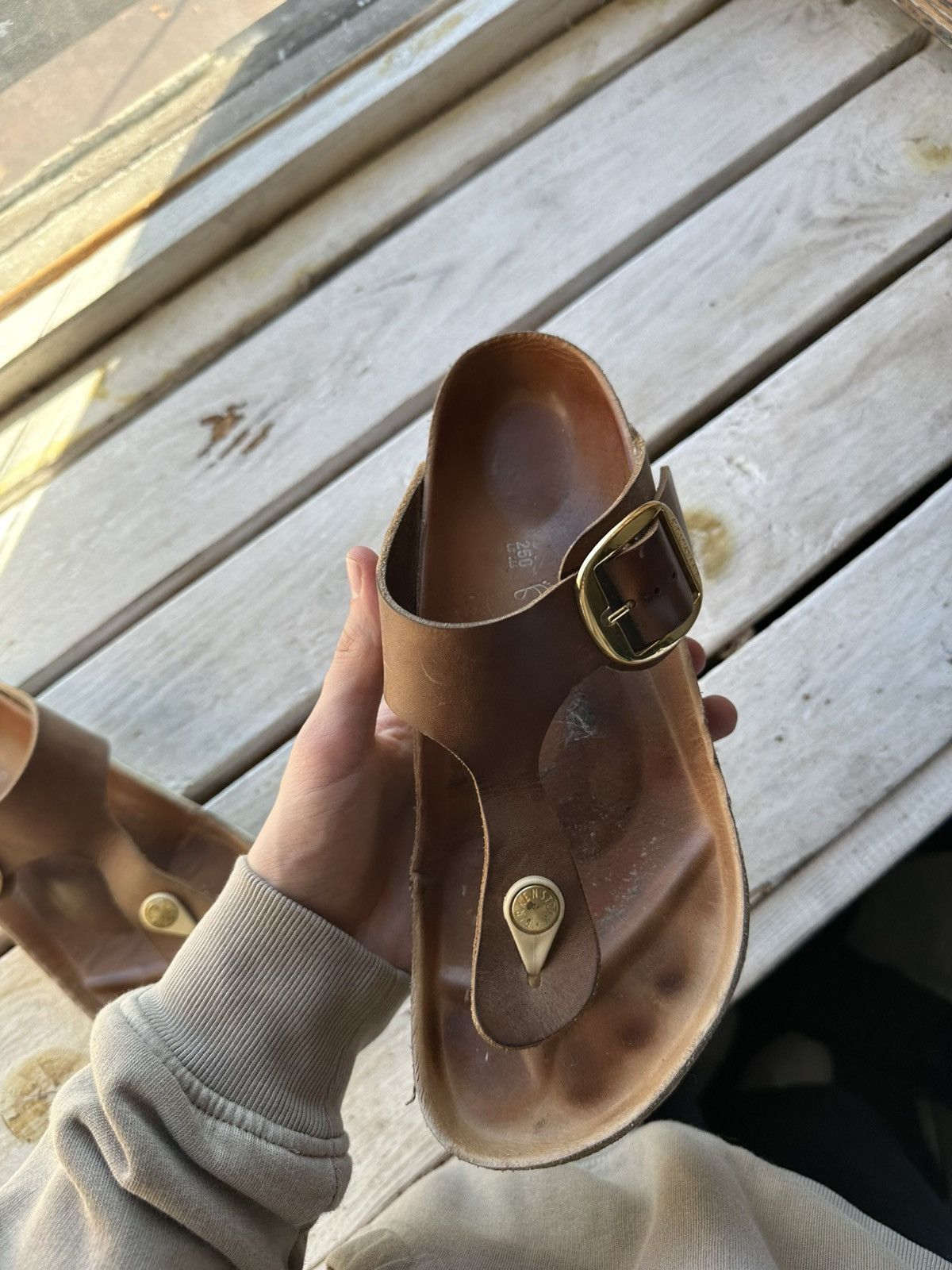 Birkenstock 🚨 VNTG Birkenstock 39 brown unisex Luxe Sandals rare slides Size US 9 / IT 39 - 10 Thumbnail