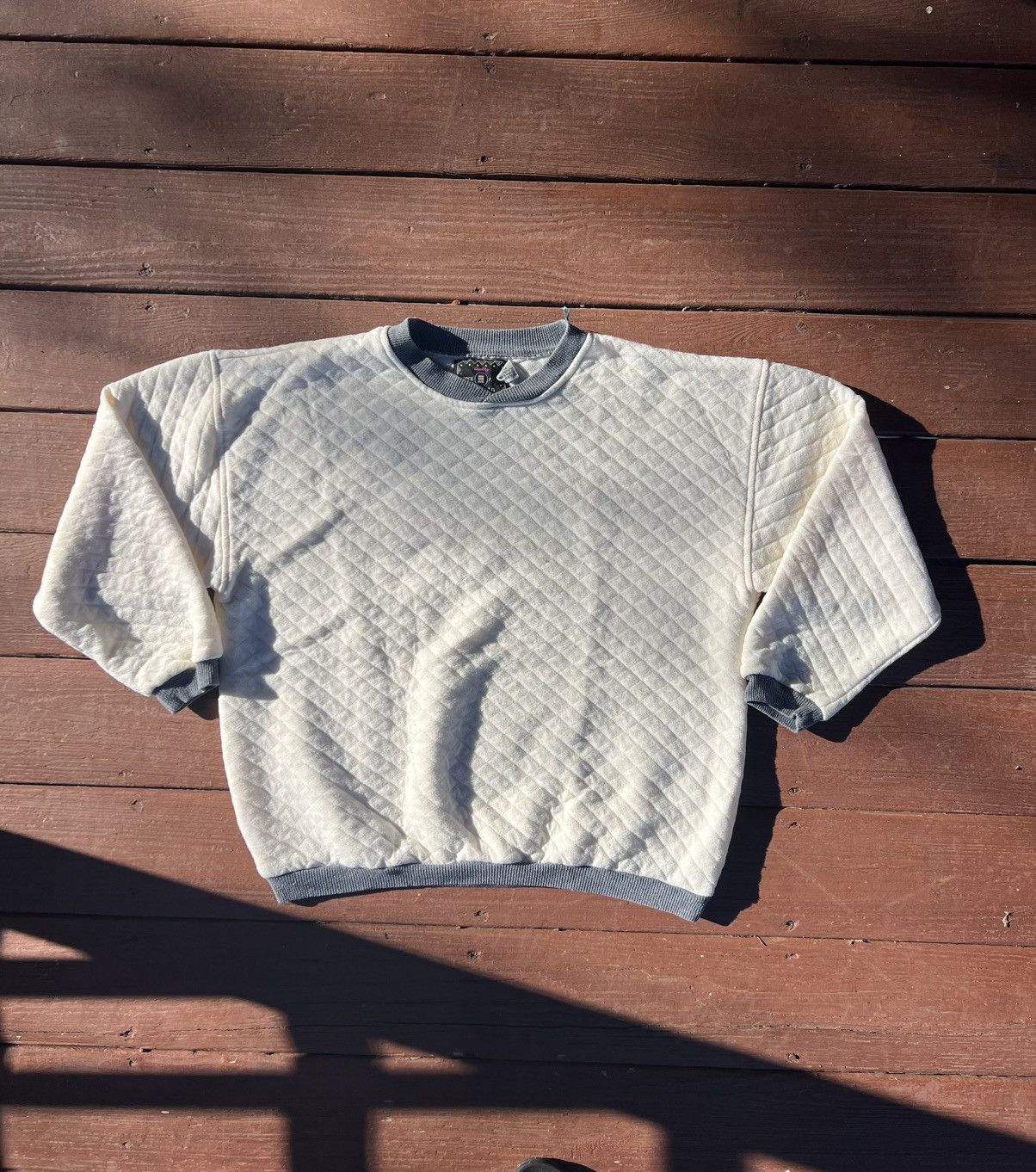 Other 80s Vintage Gitano White Sweatshirt with quilted pattern Size US L / EU 52-54 / 3 - 1 Thumbnail
