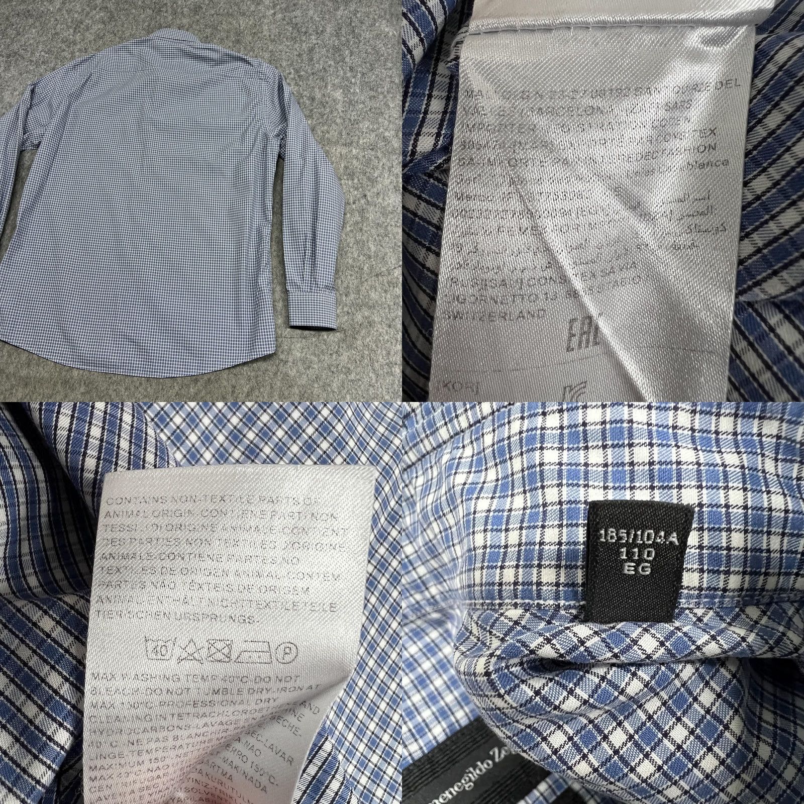 Ermenegildo Zegna Ermenegildo Zegna Shirt Mens XL Blue Check Traveller Long Sleeve Dress Turkey Size 46R - 9 Thumbnail