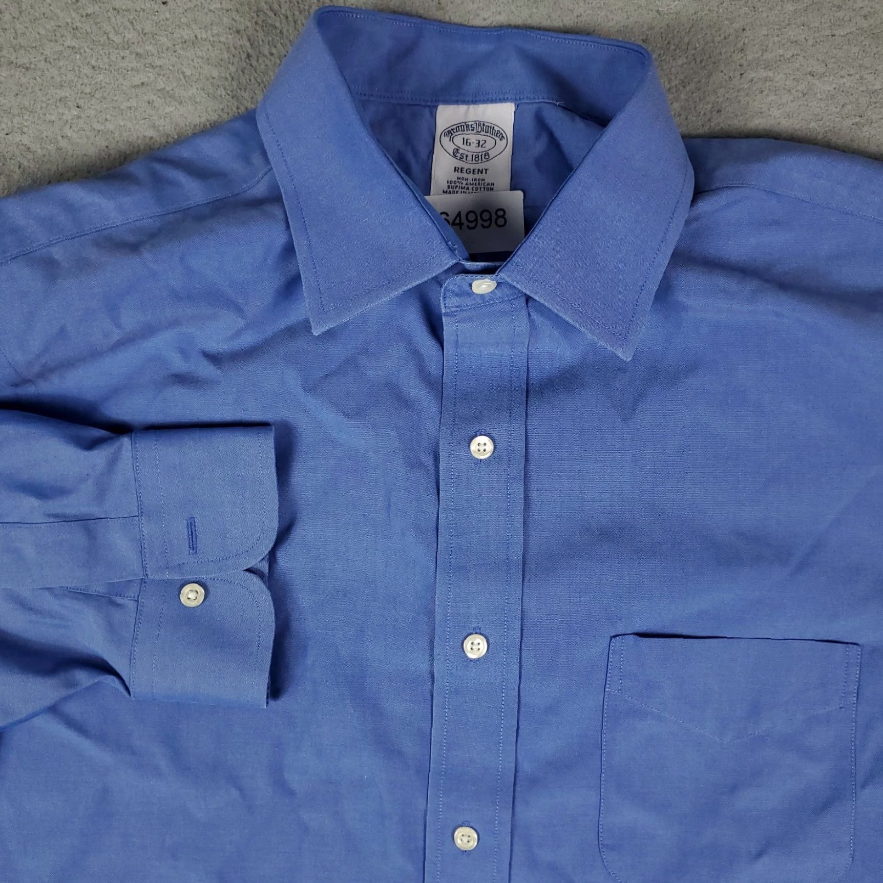 Brooks Brothers Brooks Brothers Shirt Mens 16 Blue Regent Dress Button Up Long Sleeve Shirt Size 42R - 2 Thumbnail