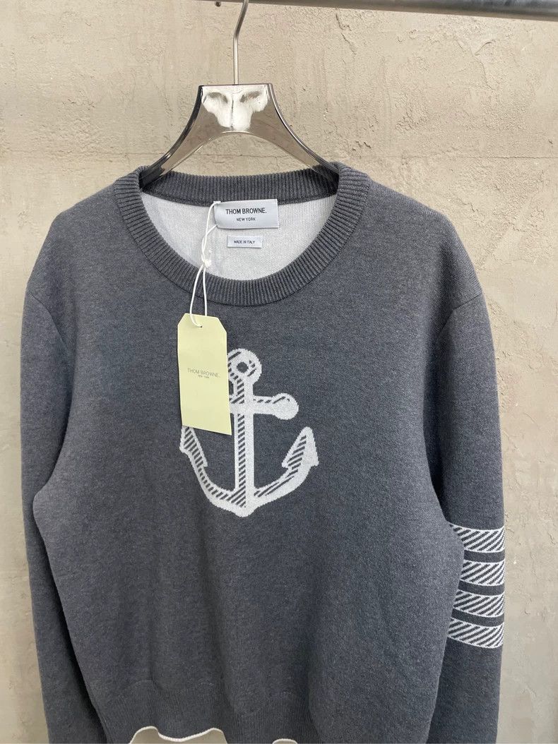 Thom Browne Thom Browne Ship anchor knitted round neck sweater Size US L / EU 52-54 / 3 - 3 Thumbnail