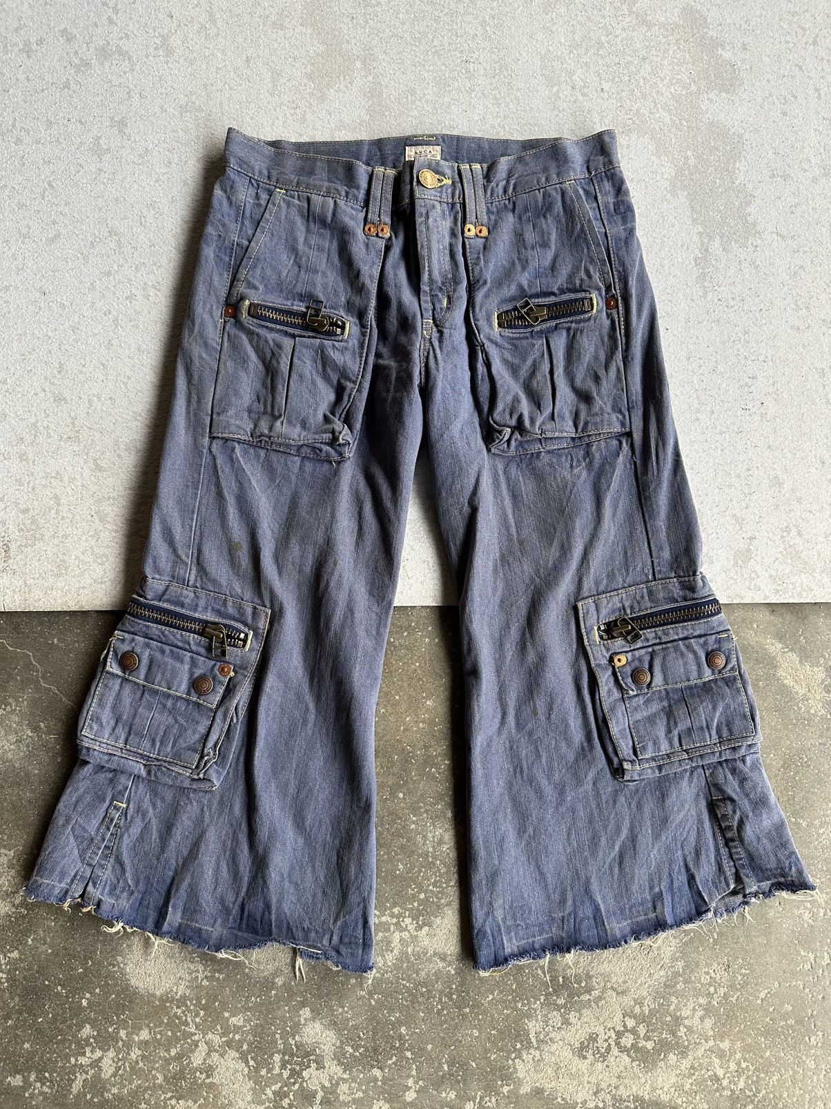 Japanese Brand SEND OFFERS 🩸 LUCY Jeans Big Pocket Denim RARE Ankle Pants Size US 30 / EU 46 - 2 Thumbnail
