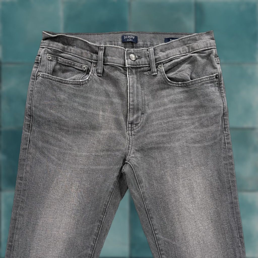 J.Crew J.CREW FLEX Jeans Mens 31x32 Charcoal Gray Wash Slim Stretch Denim Casual Preppy Size US 31 - 1 Thumbnail