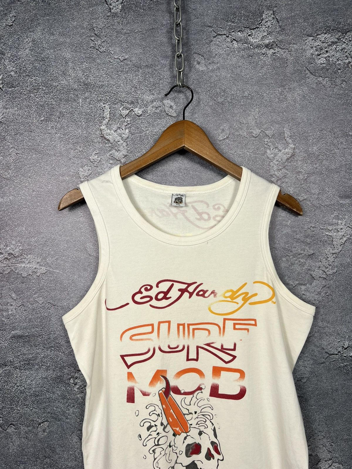 Ed Hardy Vintage Ed Hardy Surf Mob Tank Top Sleeves Tee Size US XL / EU 56 / 4 - 2 Thumbnail
