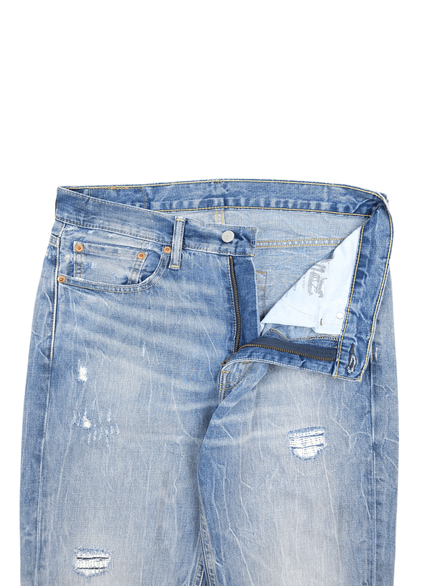 Levi's × Vintage 💎 33/32 Levi's 514 Vintage 90's Ripped Jeans 501 Straight Size US 33 - 7 Thumbnail