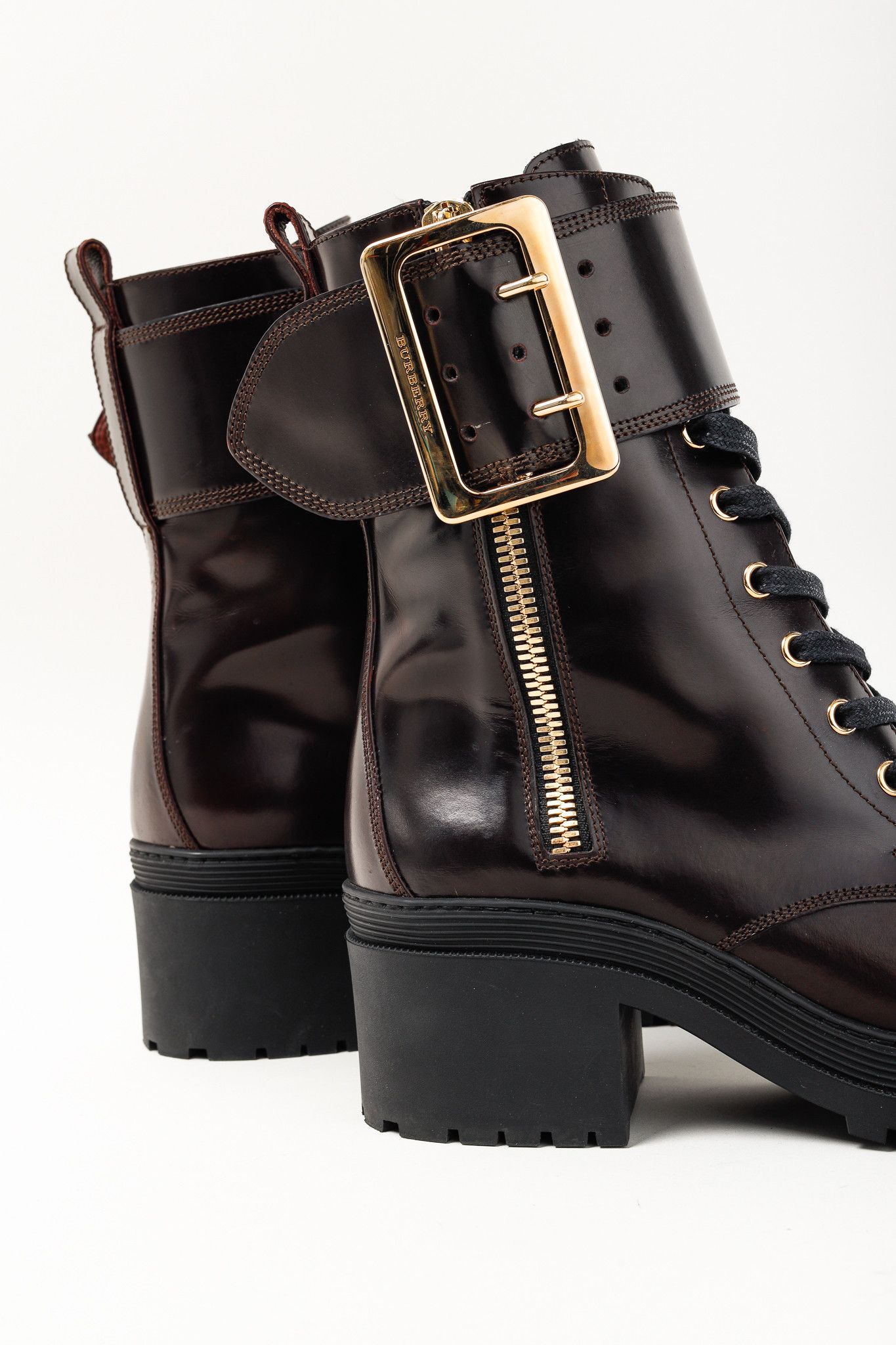 Burberry Burberry Scarcroft 50 Buckled Glossed-Leather Combat Boots Size US 7.5 / IT 37.5 - 9 Thumbnail