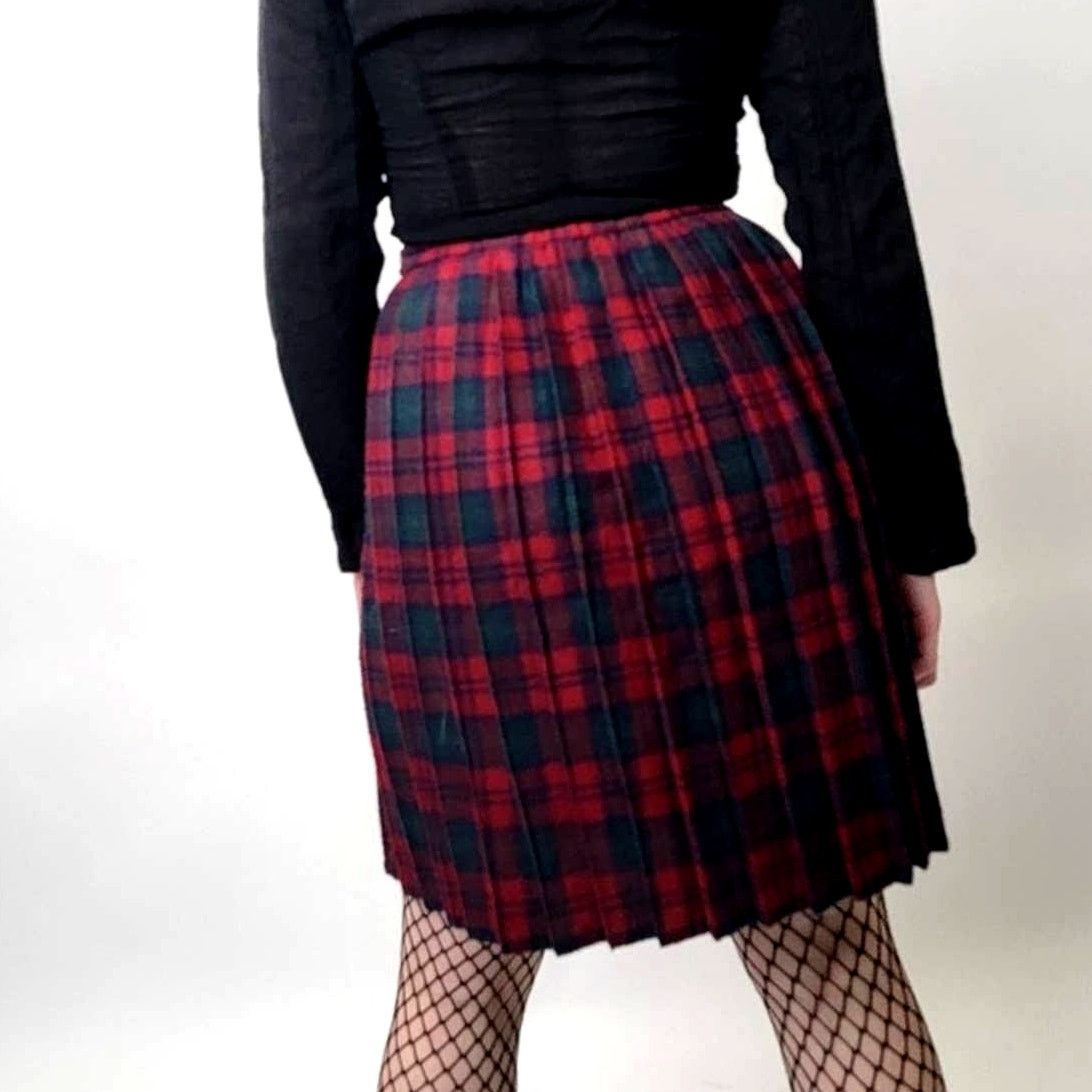 Vintage Vintage 90s Goth Grunge Plaid Pleated Midi Skirt Size 28" / US 6 / IT 42 - 3 Thumbnail
