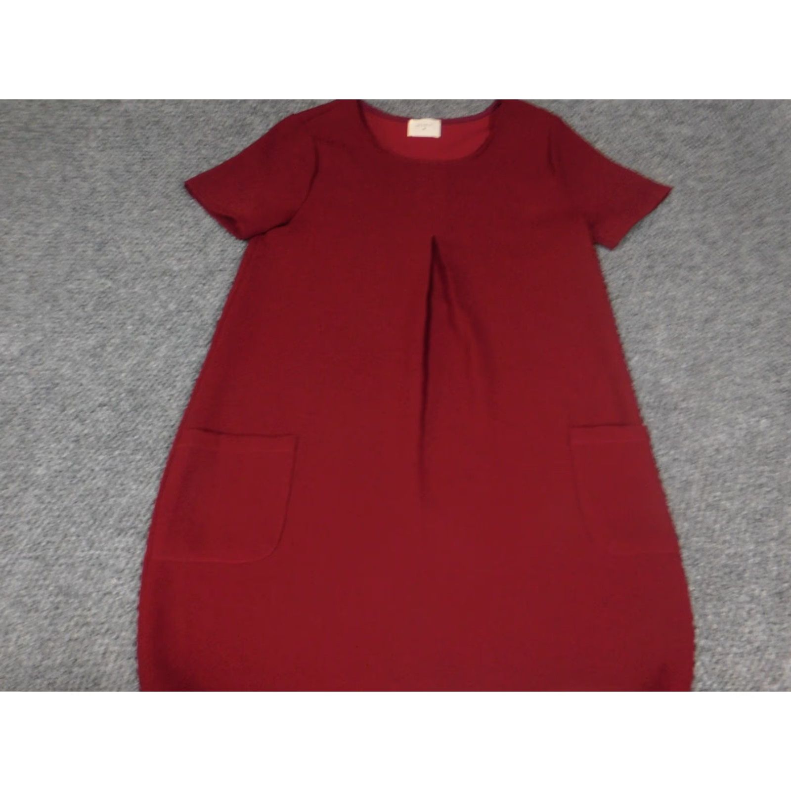 Vintage Everly Dress A-Line Womens Medium Red Short Sleeve Pullover Pockets Knee Length Lined Raglan Accent Size M / US 6-8 / IT 42-44 - 3 Thumbnail