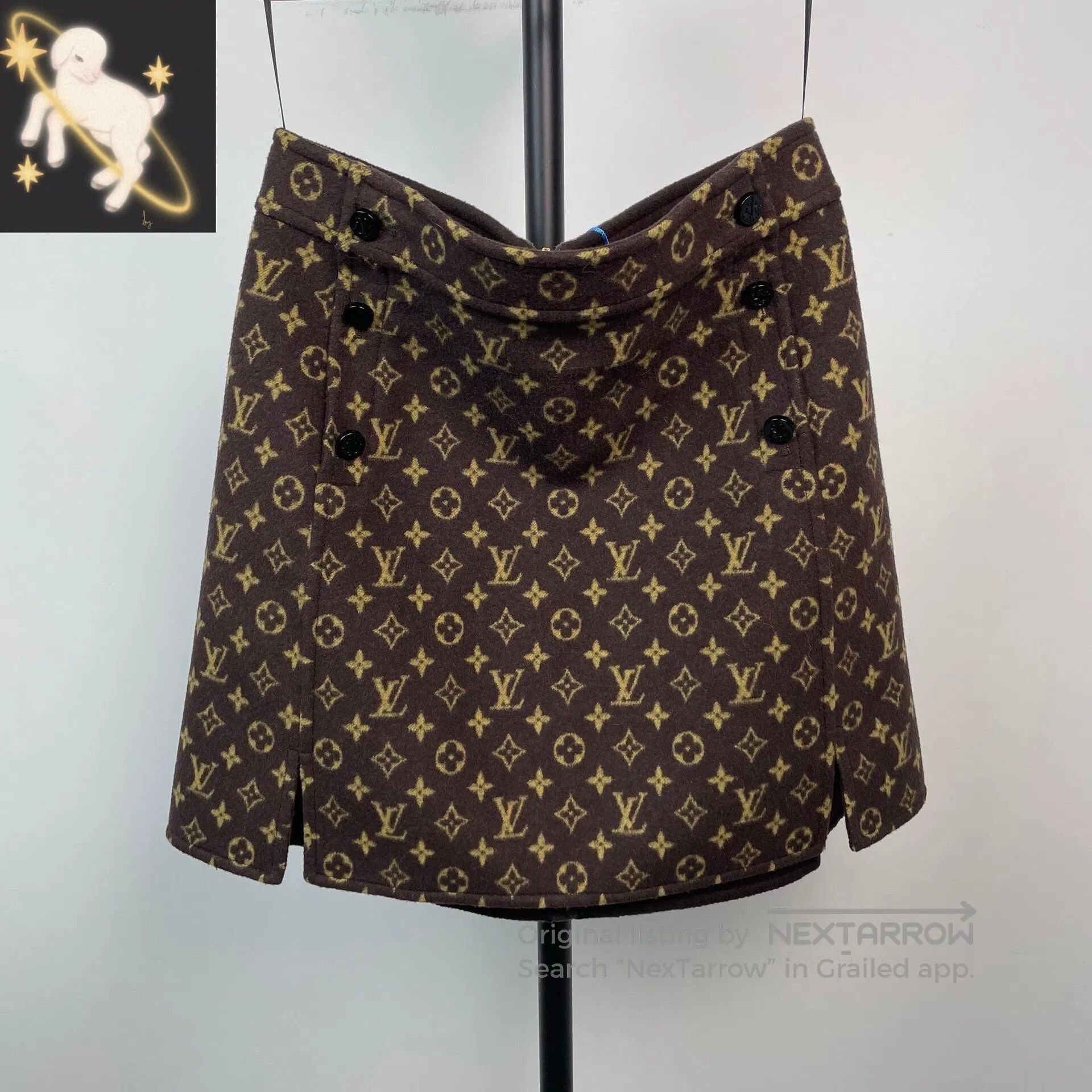 Louis Vuitton Louis Vuitton Brown Fleece Lined Camo Print Midi Skirt| Size 37" - 1 Thumbnail