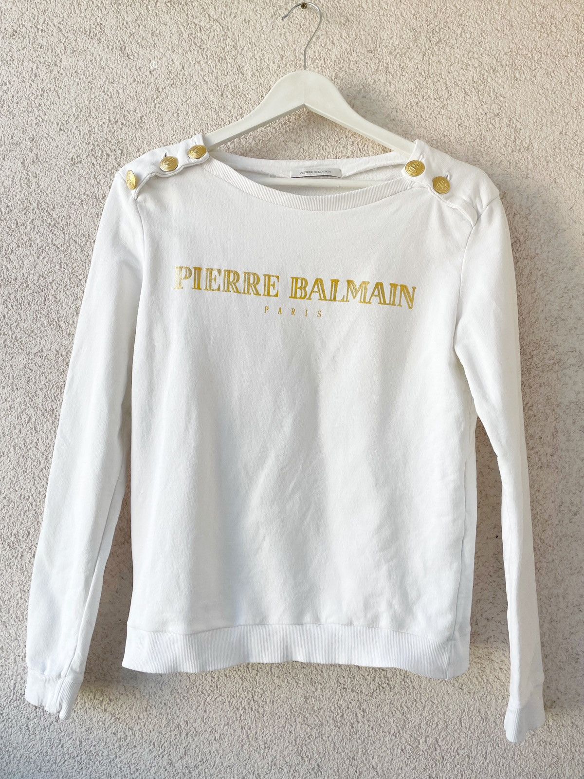 Pierre Balmain Pierre Balmain Big Logo White Women Sweatshirt Size 40/L Size L / US 10 / IT 46 - 1 Thumbnail