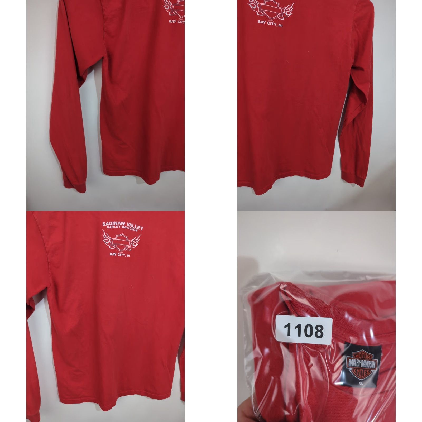 Harley Davidson Harley-Davidson Shirt Womens XL Red Long Sleeve Motorcycle Flag Stars Michigan Size XL / US 12-14 / IT 48-50 - 10 Thumbnail