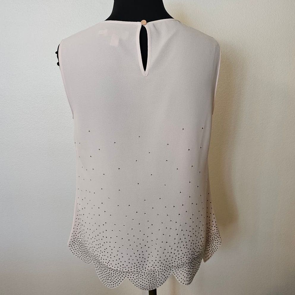 Ted Baker TED BAKER Blush Pink Rhinestones Scalloped Wyndy Tank Top 1 Size S / US 4 / IT 40 - 3 Thumbnail