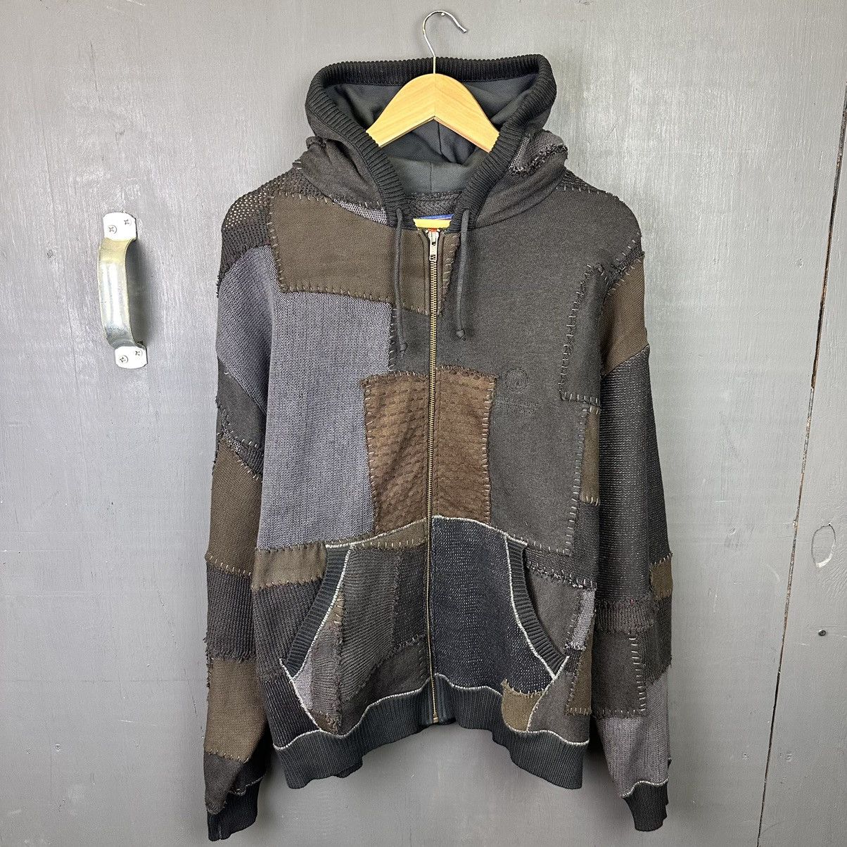 image of Blackmeans Patchwork Zip Hoodie, Men's (Size Large)