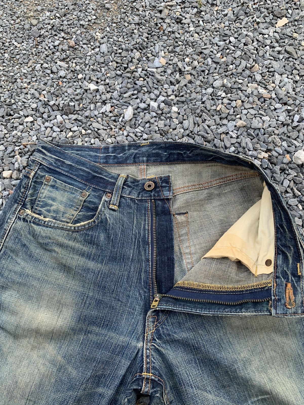 Kapital VINTAGE EDWIN 505z FADED & RUSTY SELVEDGE DISTRESSED DENIM Size US 30 / EU 46 - 14 Thumbnail