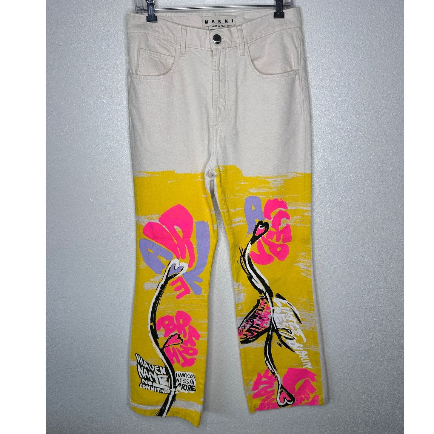 Marni Marni Floral Print Flared Floral Painted Denim Jeans 31 Size 31" - 1 Thumbnail