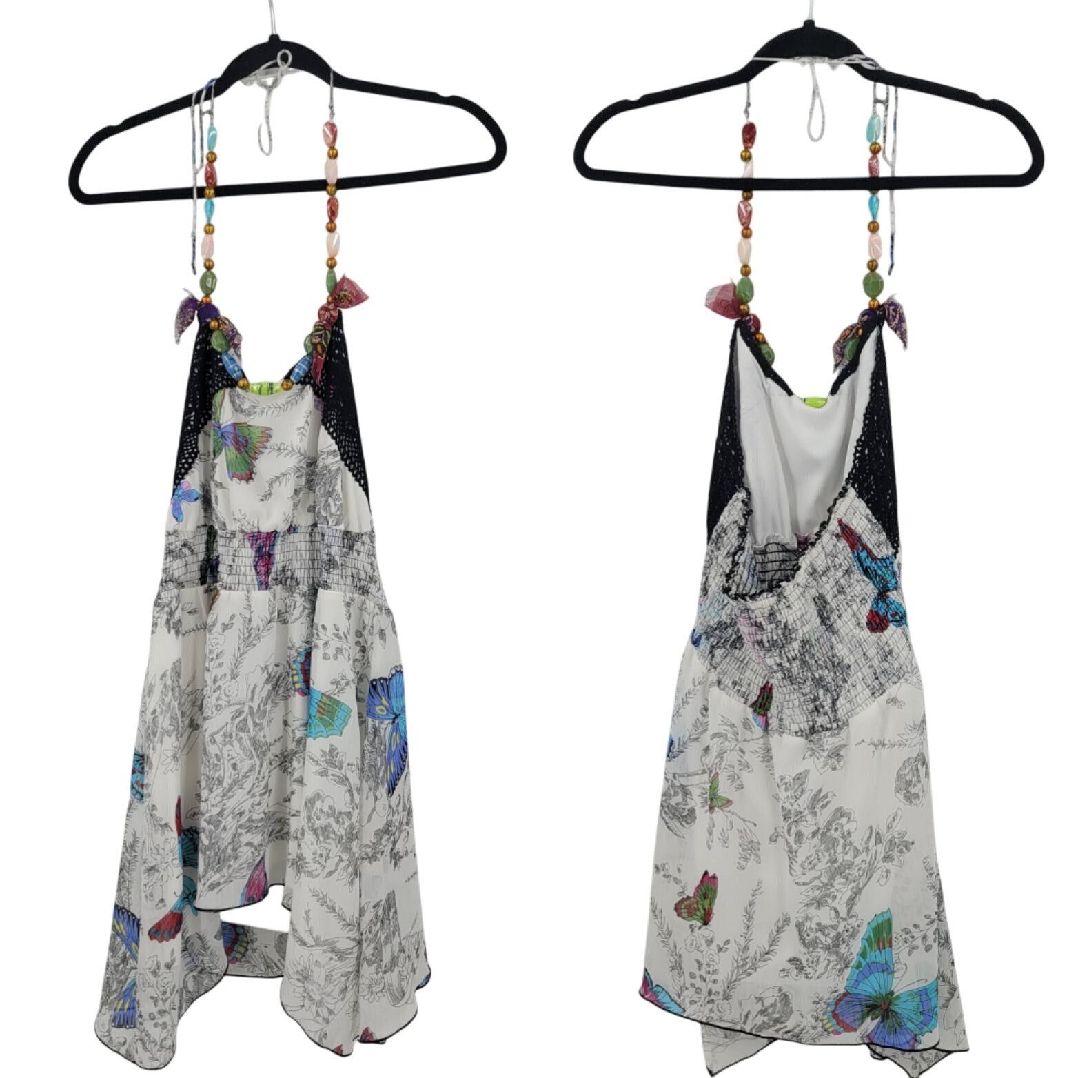 Other Y2K White Butterfly Halter Tunic Top Sz M Beaded Sharkbite S Size M / US 6-8 / IT 42-44 - 1 Thumbnail