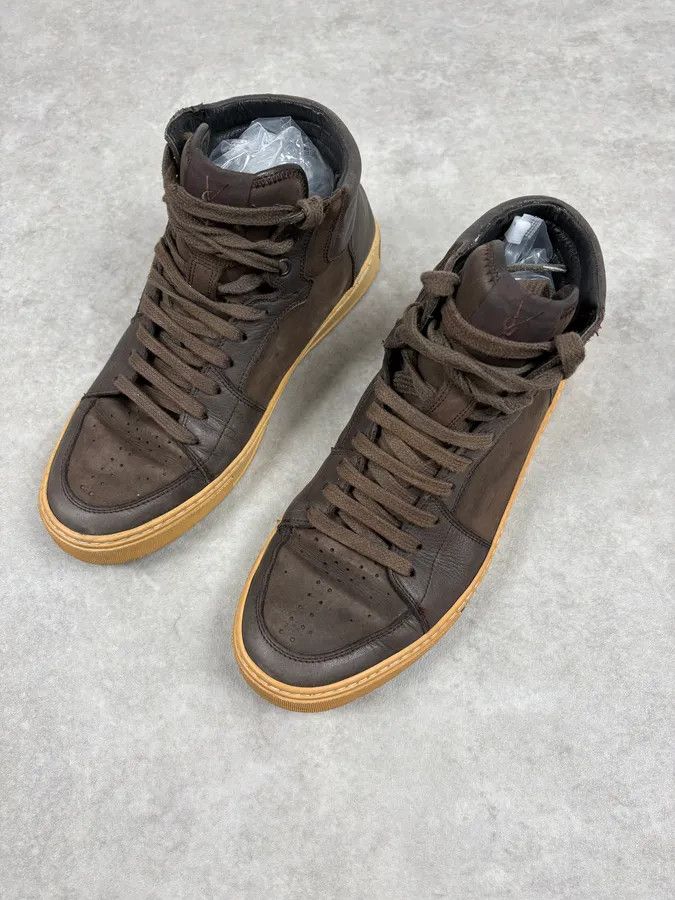 Yves Saint Laurent FW2002 Yves Saint Laurent Brown Leather High Sneakers Size US 8 / EU 41 - 3 Thumbnail