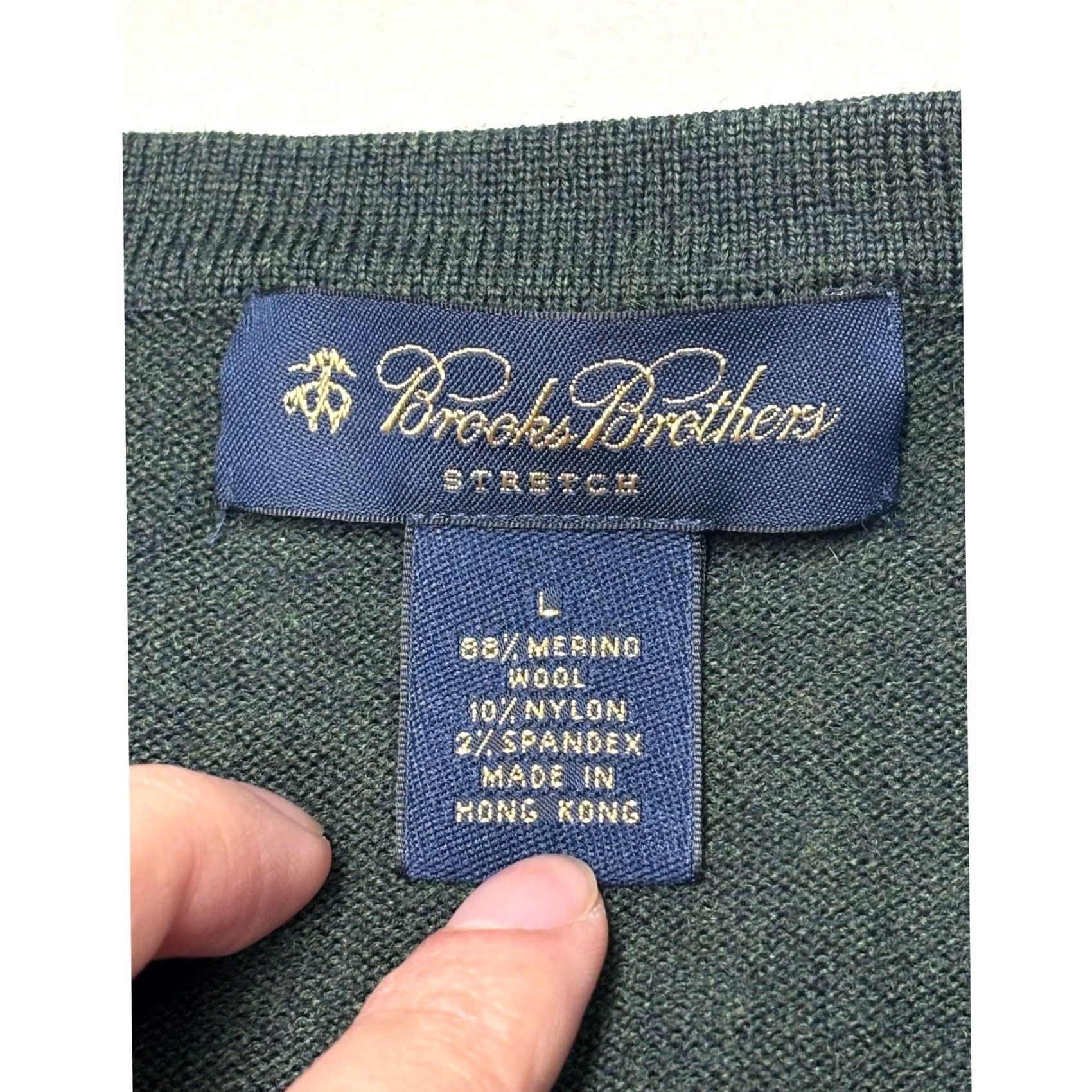Brooks Brothers VINTAGE Brooks Brothers Merino Wool Stretch V-Neck Sweater Mens L Green Pullover Size US L / EU 52-54 / 3 - 2 Thumbnail