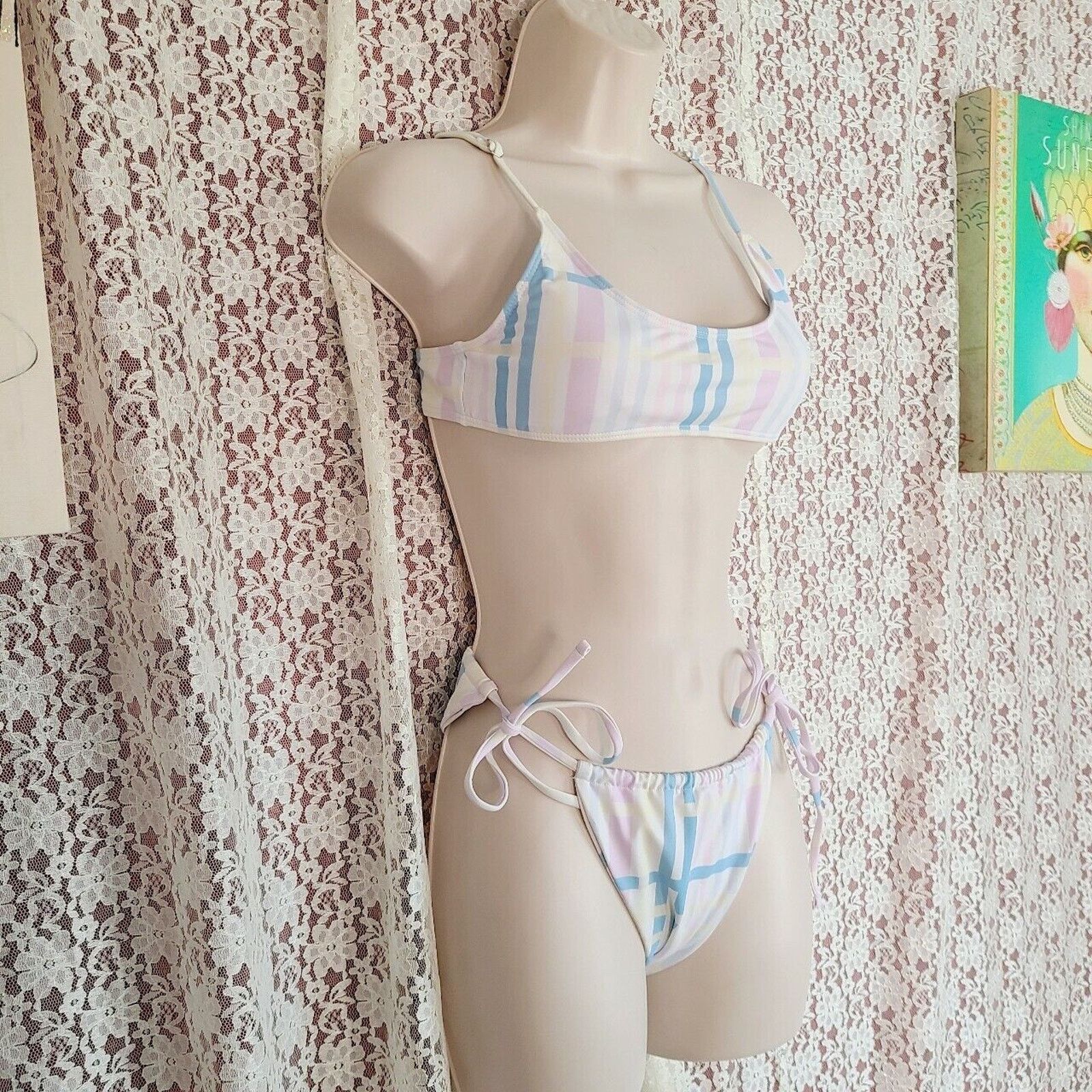 Shein Nwt shein pastel plaid brief tie bottom bikini Size medium Size ONE SIZE - 5 Thumbnail