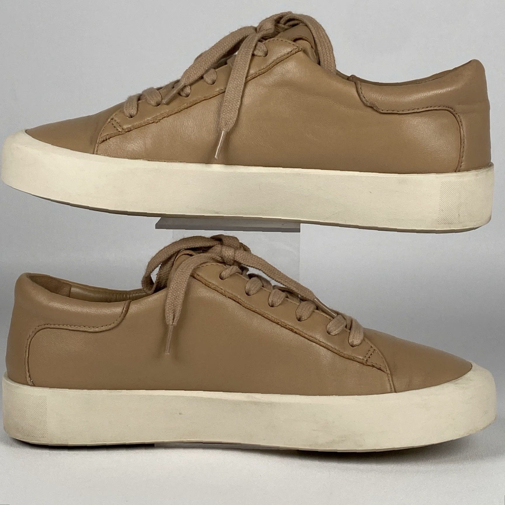 Vince Vince Womens Gabi Sneakers US 7M Eur 37 Beige Leather Size US 7 / IT 37 - 4 Thumbnail