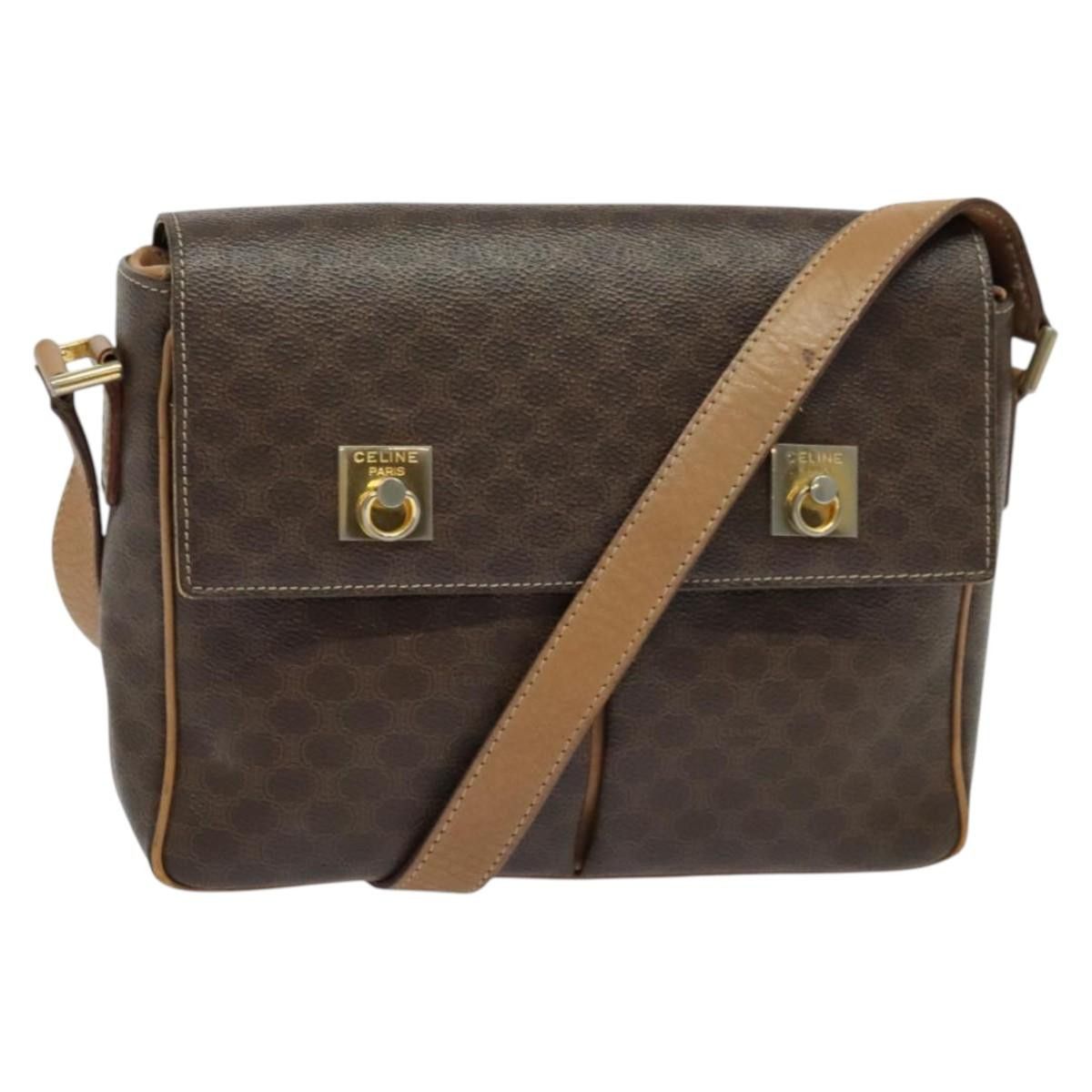 Celine CELINE Macadam Canvas Shoulder Bag Pvc Leather Brown Gold Size ONE SIZE - 1 Thumbnail