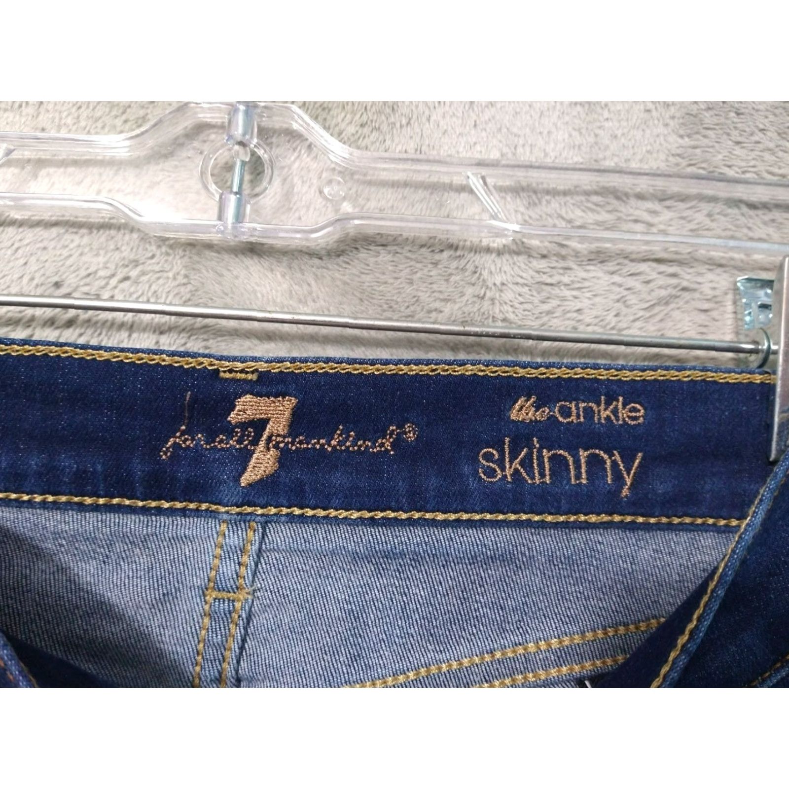 7 For All Mankind 7 For All Mankind Jeans Womens 24 Blue Denim Ankle Skinny Stretch Dark Wash Size 42" / US 20 - 7 Thumbnail