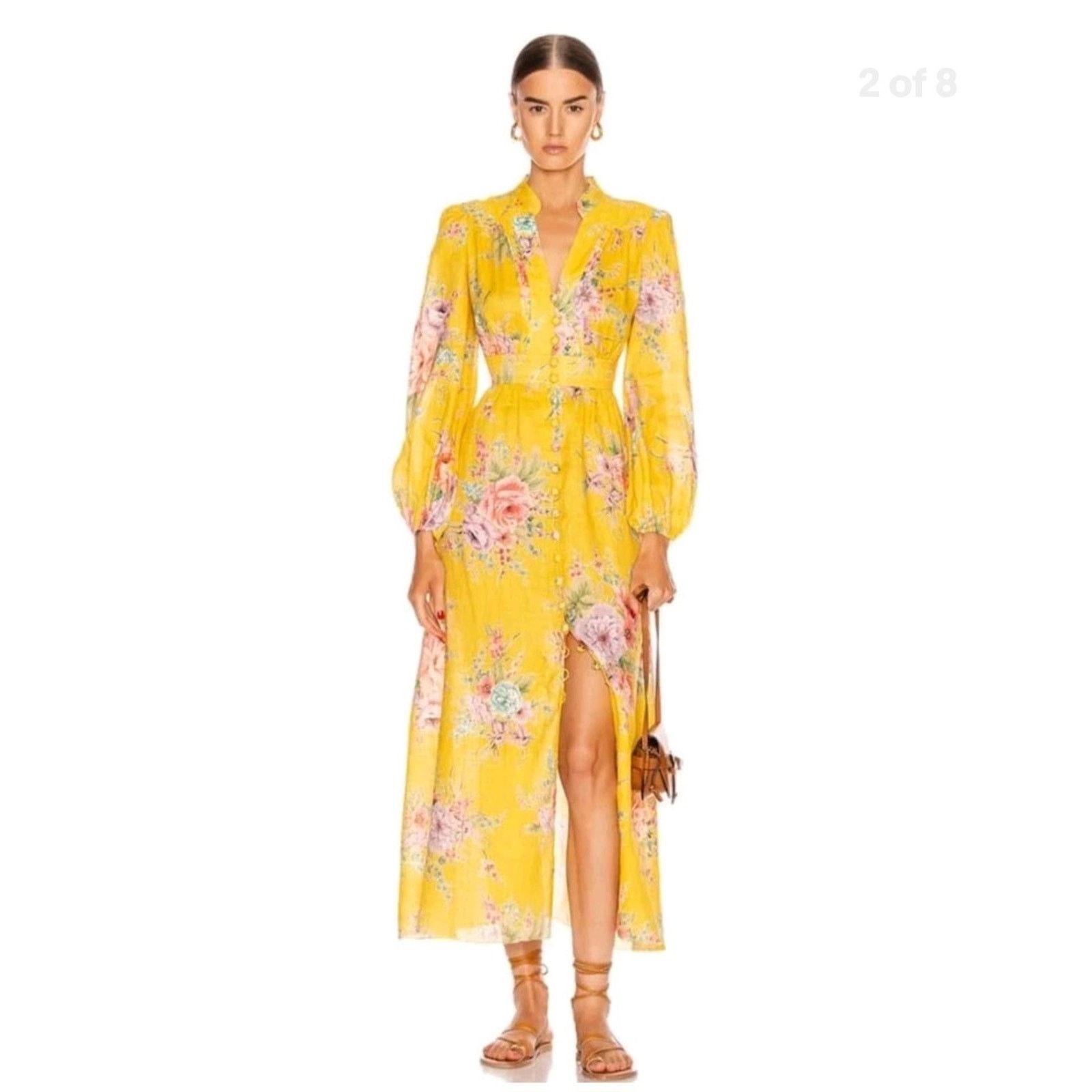 Zimmermann Zimmermann Zinnia Button Front Dress in Golden Floral Size 3 Size XS / US 0-2 / IT 36-38 - 3 Thumbnail