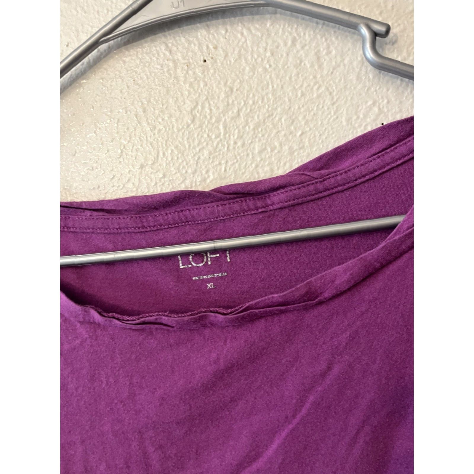 Ann Taylor LOFT Womens T-Shirt Purple Solid Crew Neck Long Sleeve Stretch Top Tee XL Size XL / US 12-14 / IT 48-50 - 3 Thumbnail