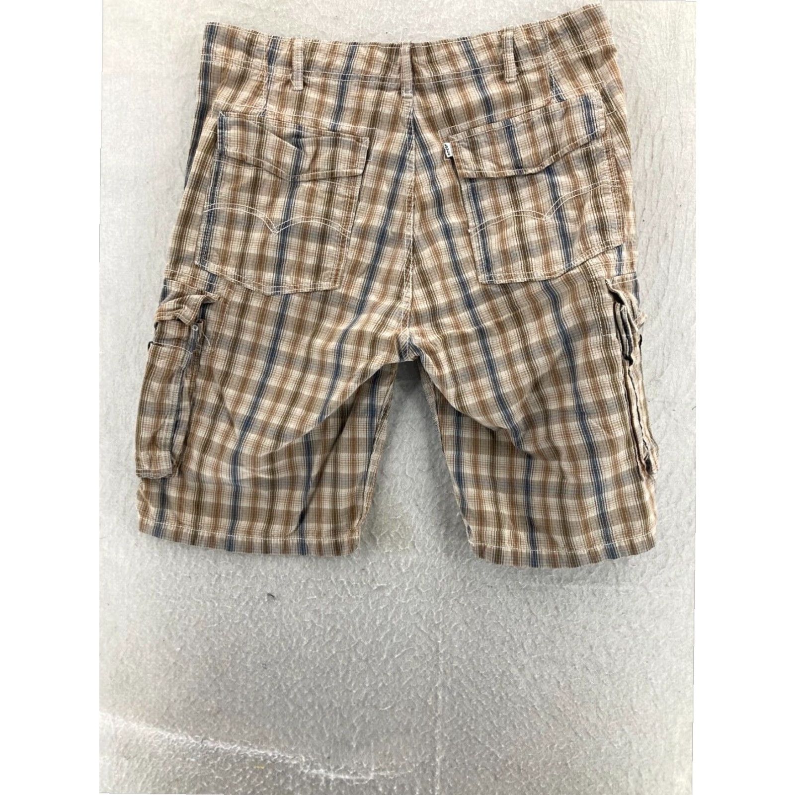 Levi's Levis Mens 36 Cargo Shorts Beige Tan Plaid Khaki Extra Large XL Size US 36 / EU 52 - 6 Thumbnail