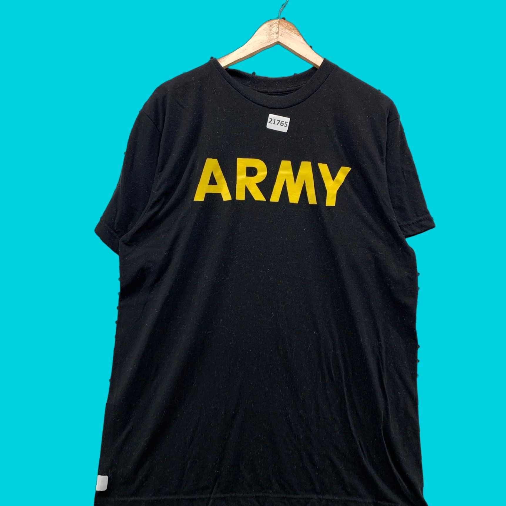 Spell VINTAGE Army T-Shirt Black Yellow Spell Out Adult Large Short Sleeve Regular Fit Size US L / EU 52-54 / 3 - 1 Thumbnail