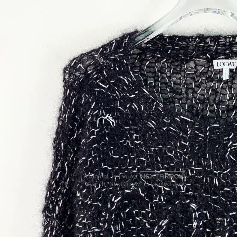 Loewe Loewe Black Mohair Crew Neck Long-Sleeve Knit Sweater Size XS / US 0-2 / IT 36-38 - 3 Thumbnail