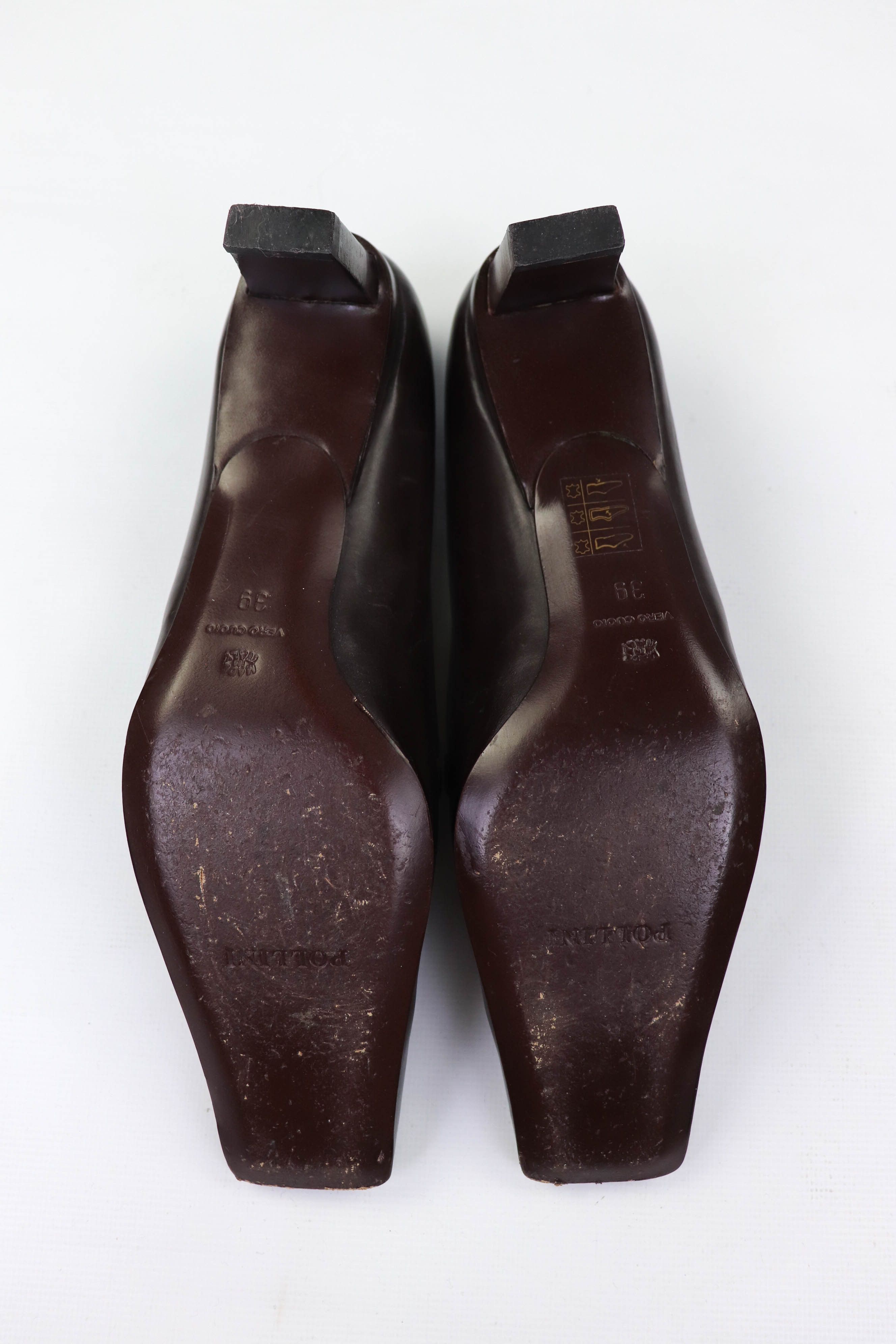 Pollini Vintage Pollini Made in Italy Brown Leather Square Toe Heels Size US 9 / IT 39 - 12 Thumbnail