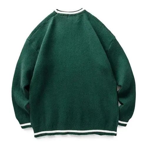 VIBE "SONICS" Print Letter Knitted Green Sweater Size US M / EU 48-50 / 2 - 2 Thumbnail