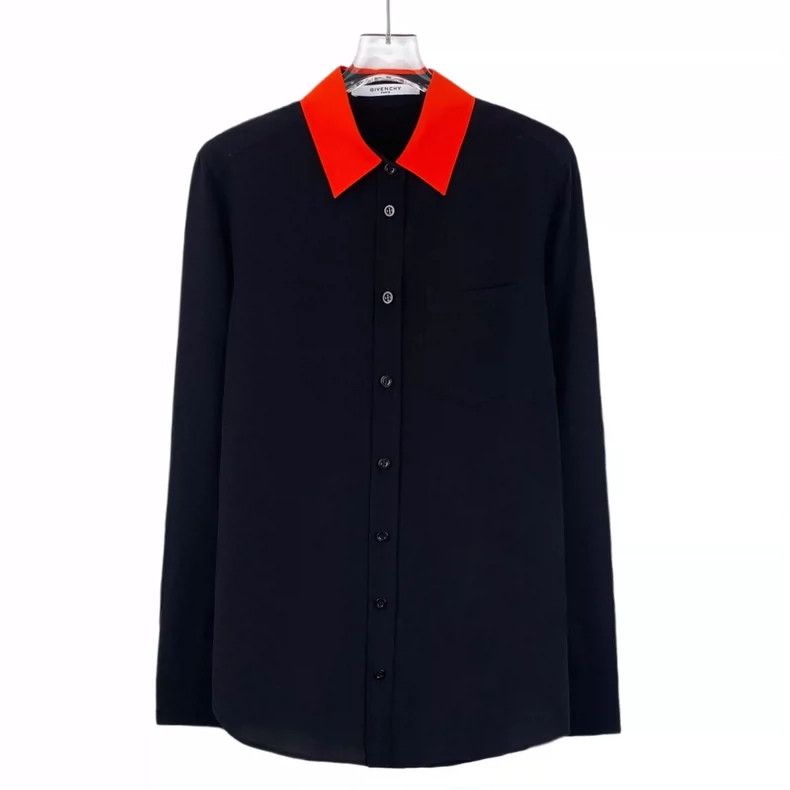Givenchy Givenchy Black Mulberry Silk Collar Single Breasted Shirt Size US S / EU 44-46 / 1 - 1 Thumbnail