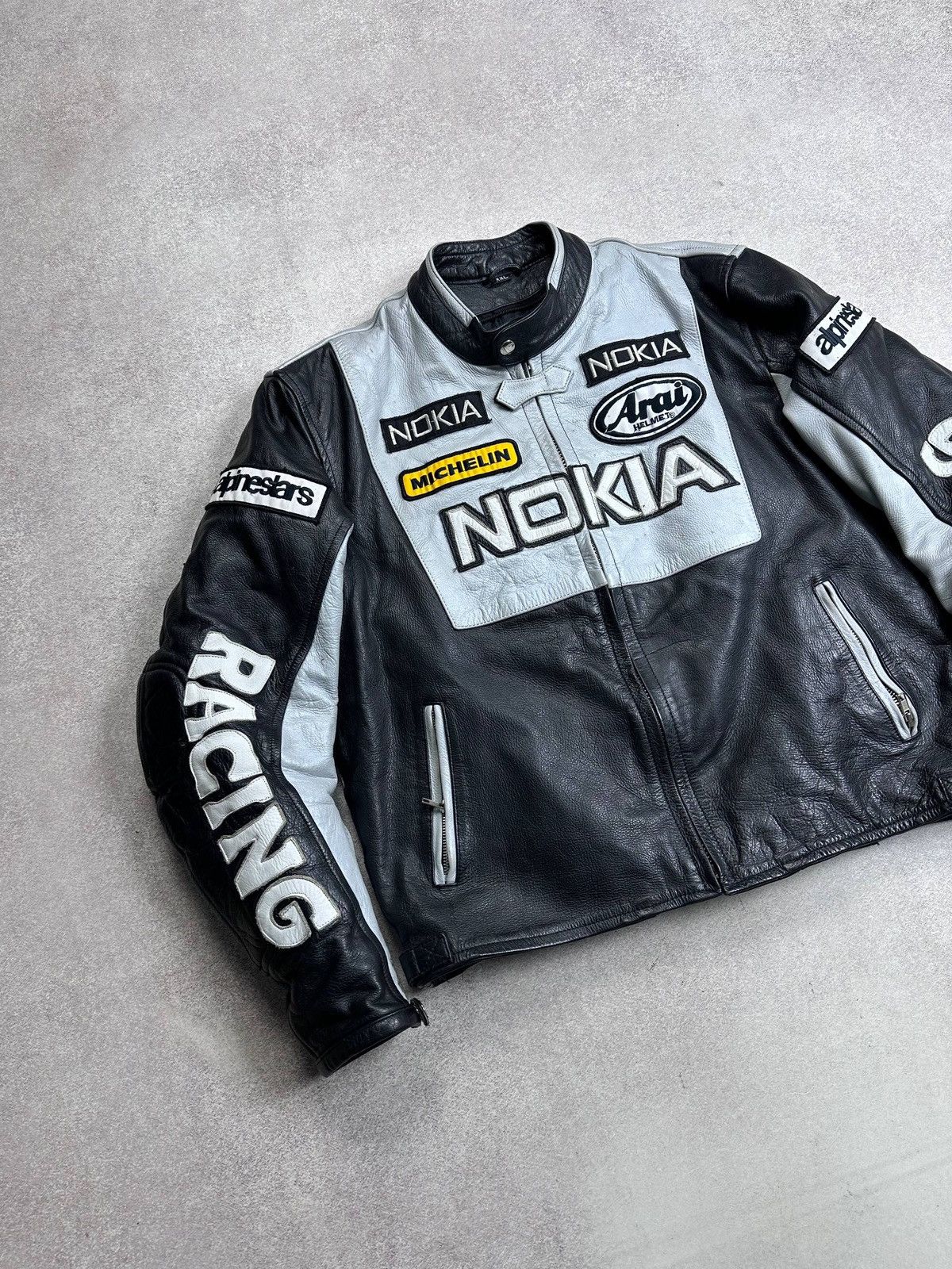 Genuine Leather Vintage 90s Nokia Racing Genuine Leather Y2K Jacket M Size US M / EU 48-50 / 2 - 2 Thumbnail
