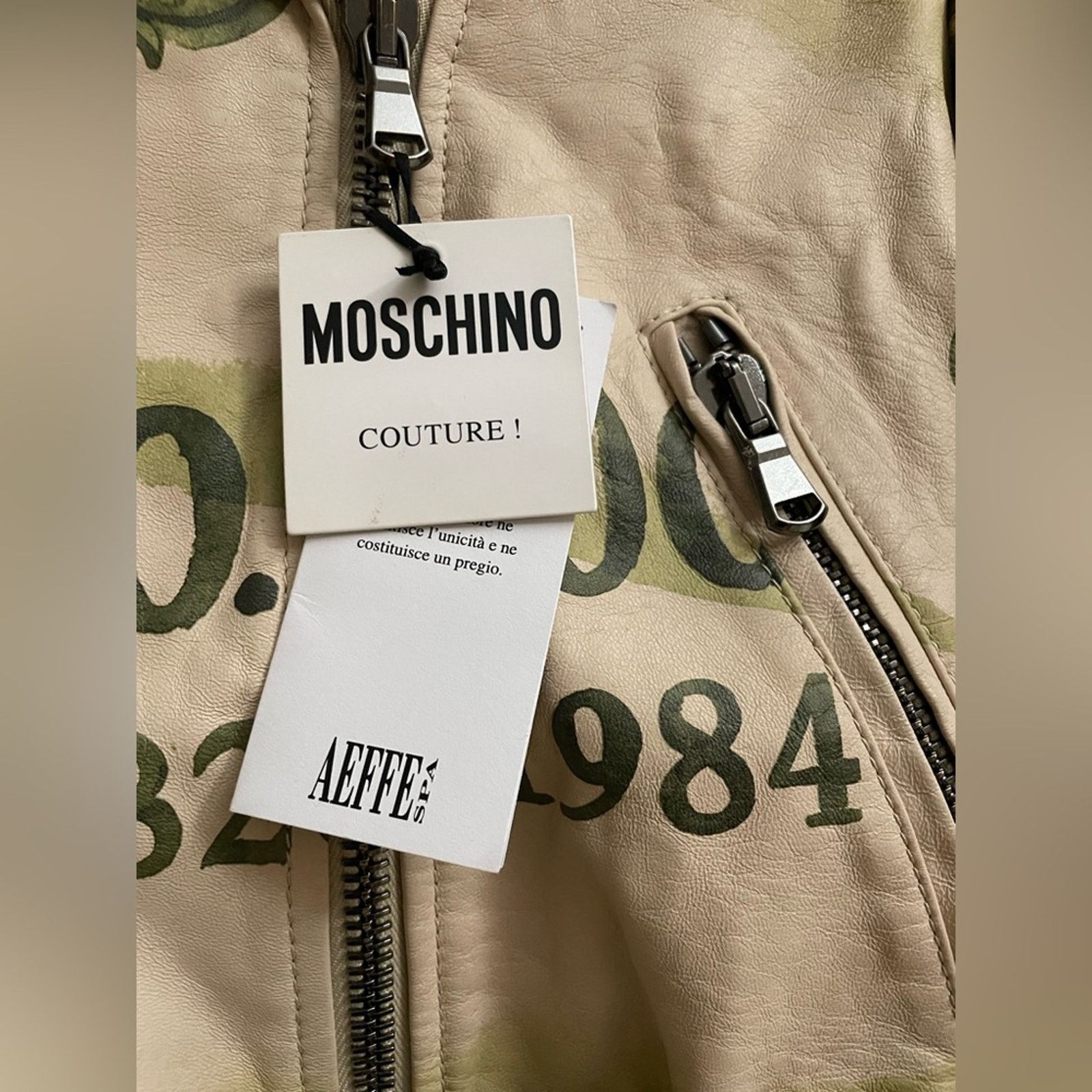 Moschino Moschino Leather Money Print Biker Jacket Limited Size 40 Size S / US 4 / IT 40 - 2 Thumbnail