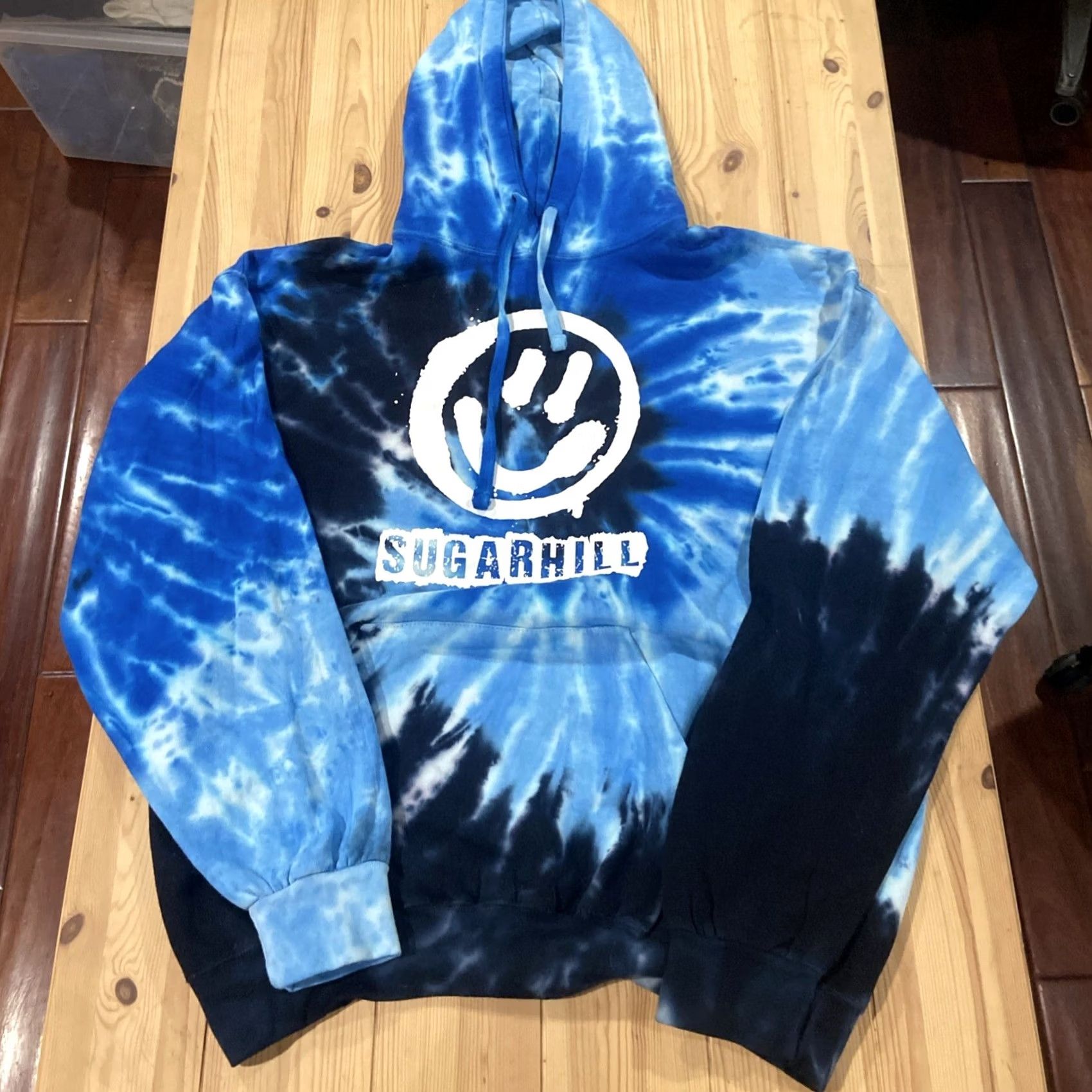 Vintage VINTAGE? Sugarhill Men’s XL Blue Tie dye Dreams Hoodie Sweatshirt Men Pullover Hooded Graphic Print Pockets Cotton Size US XL / EU 56 / 4 - 2 Thumbnail